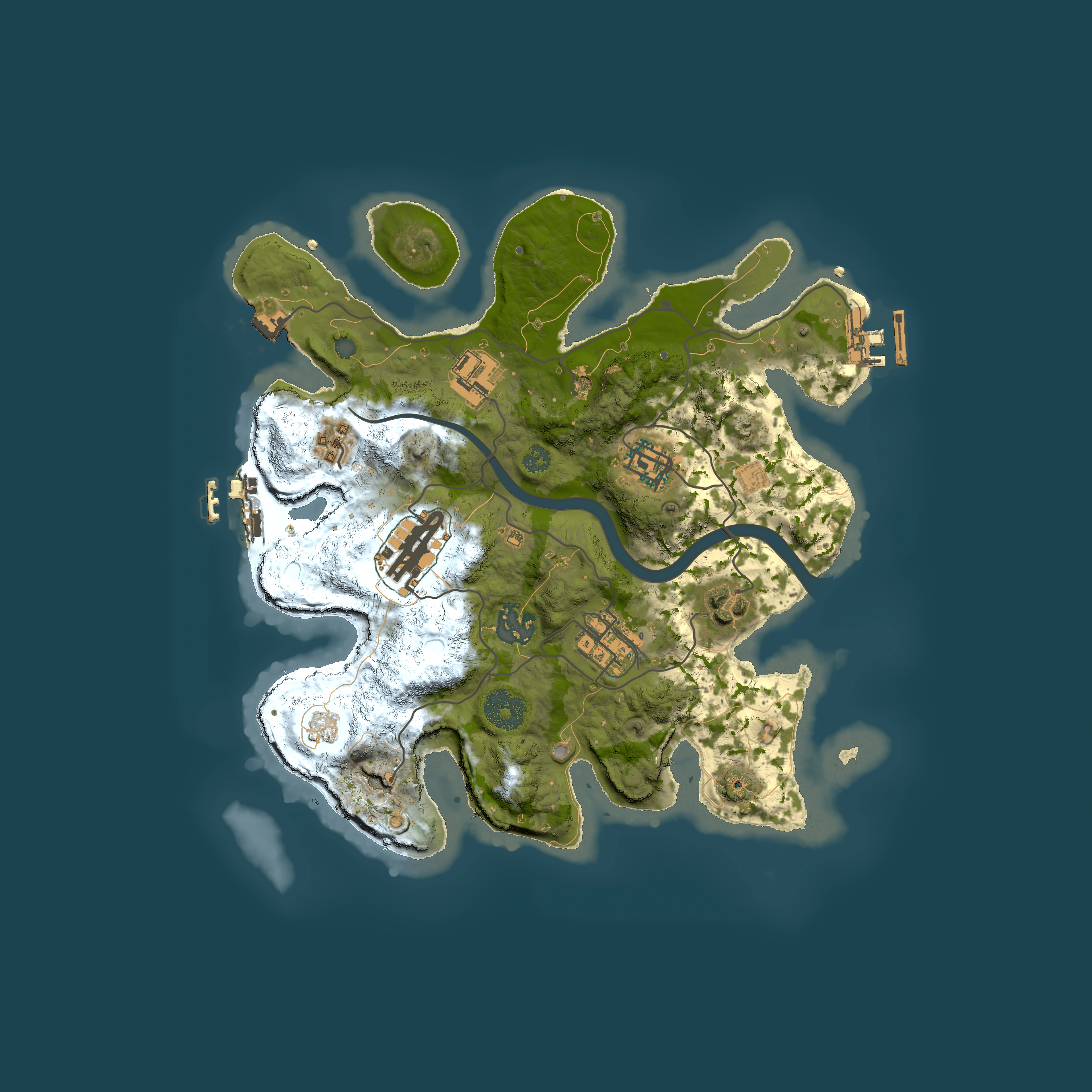 Full top-down render of Rust map seed 1629679823, 3000x3000m