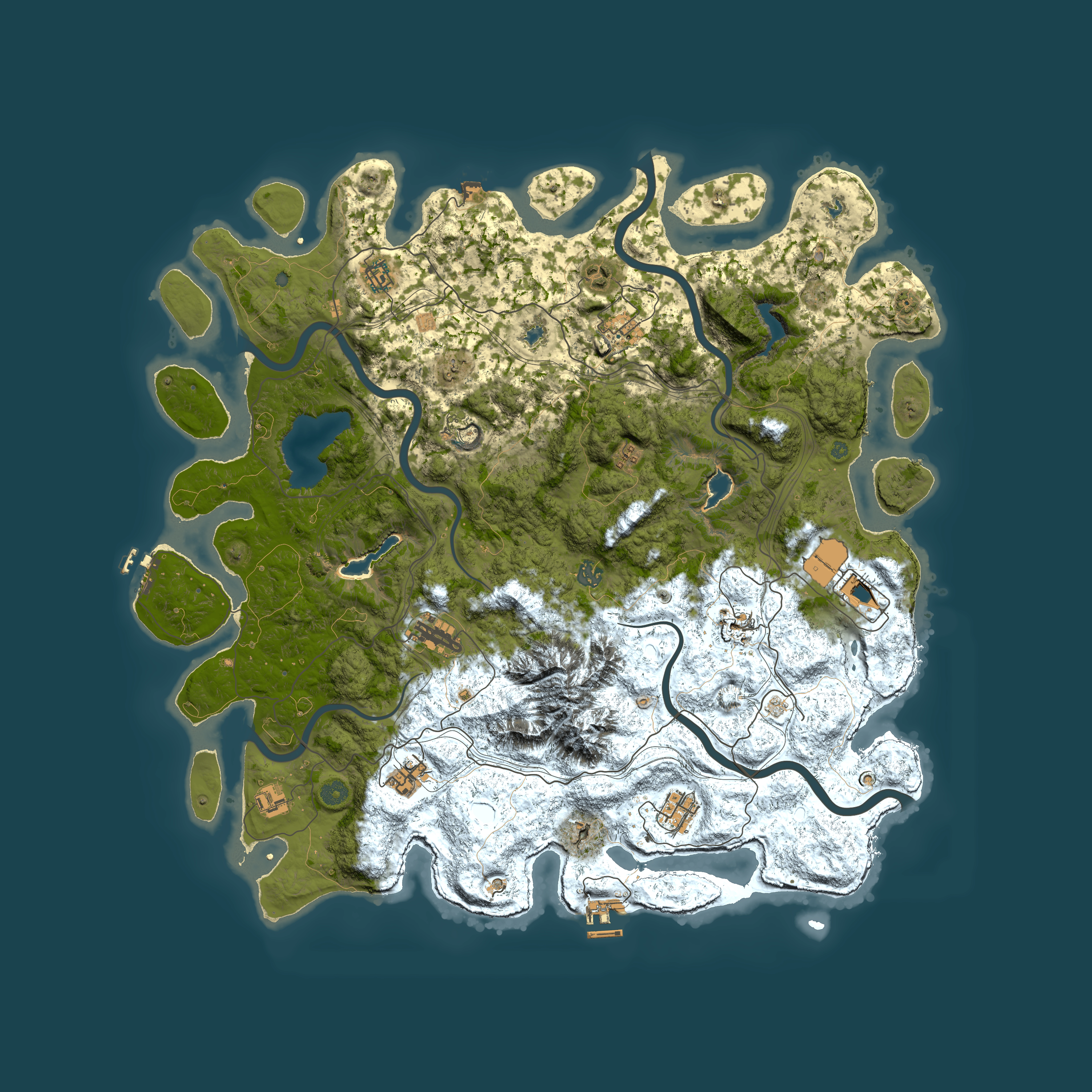 Full top-down render of Rust map seed 1876933028, 5000x5000m