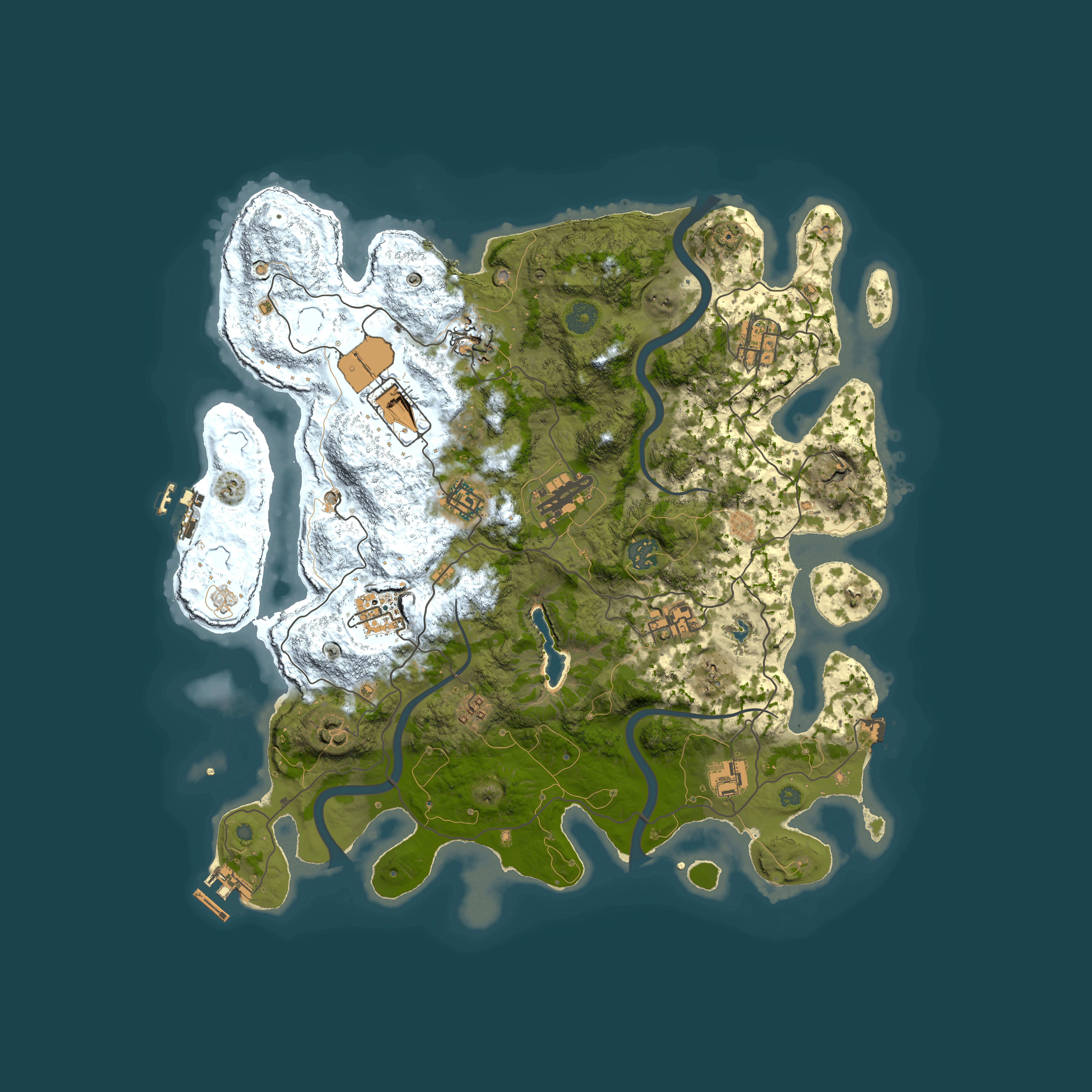 Full top-down render of Rust map seed 1223627952, 4000x4000m