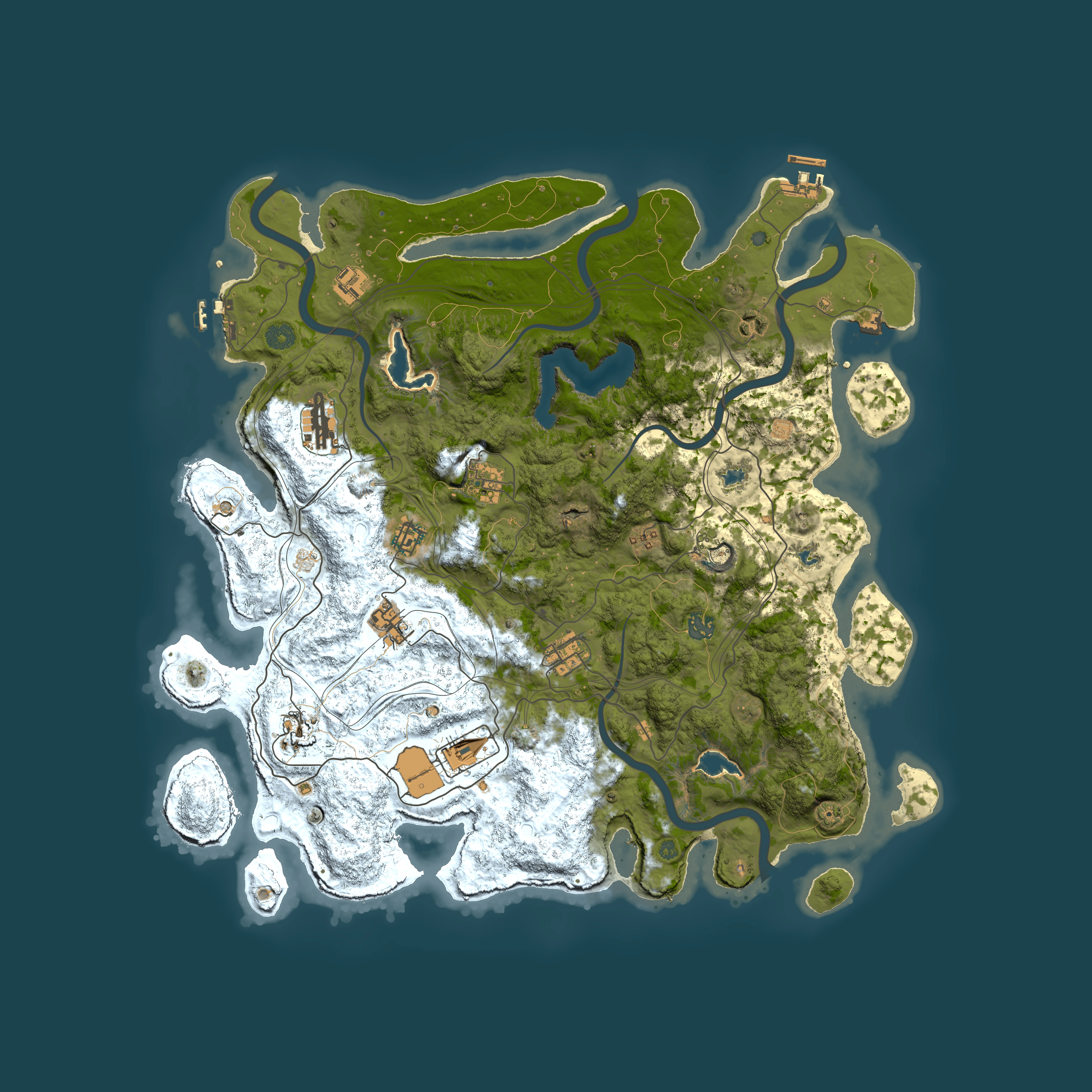Full top-down render of Rust map seed 1458312046, 4500x4500m