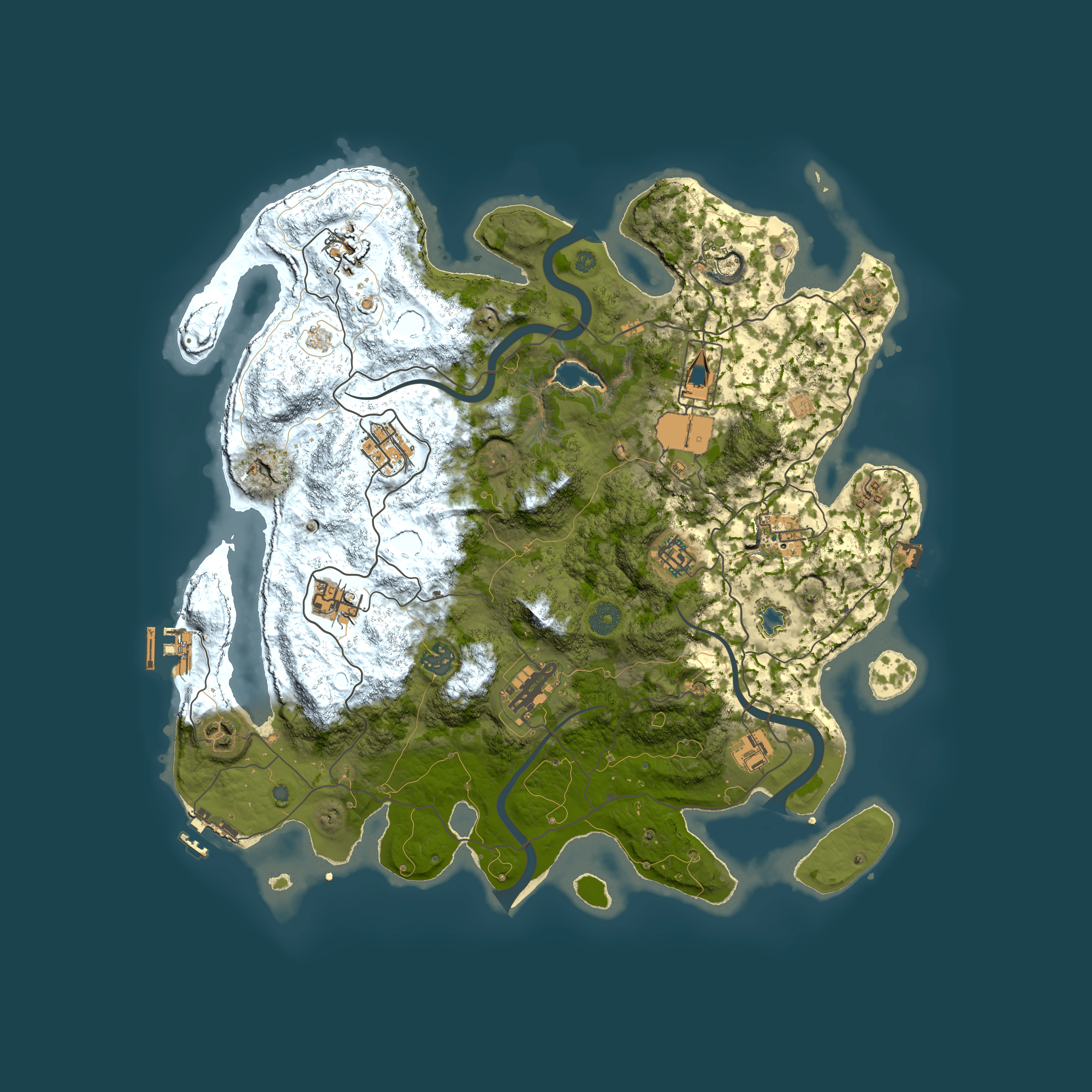 Full top-down render of Rust map seed 13594089, 4000x4000m