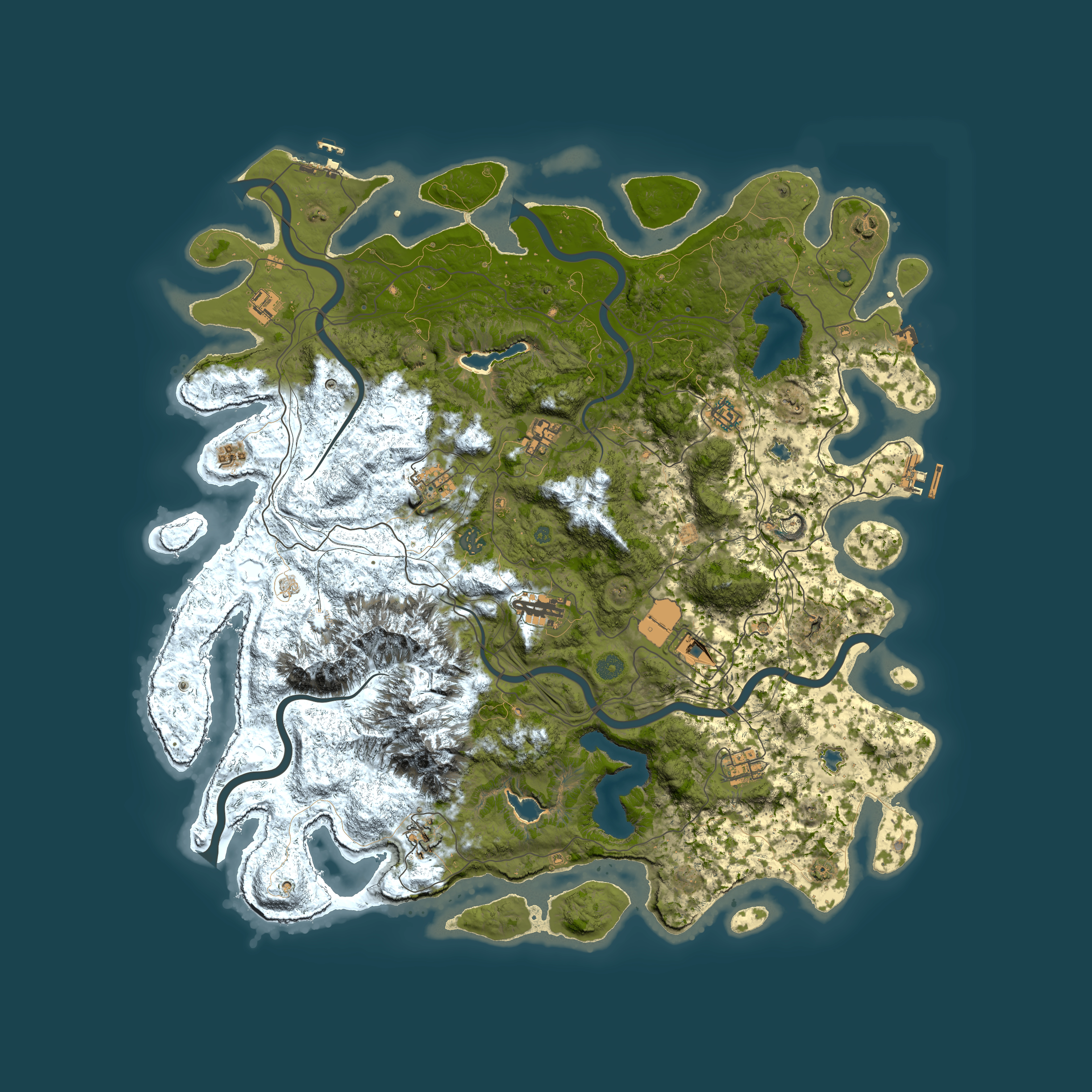 Full top-down render of Rust map seed 410301516, 5000x5000m