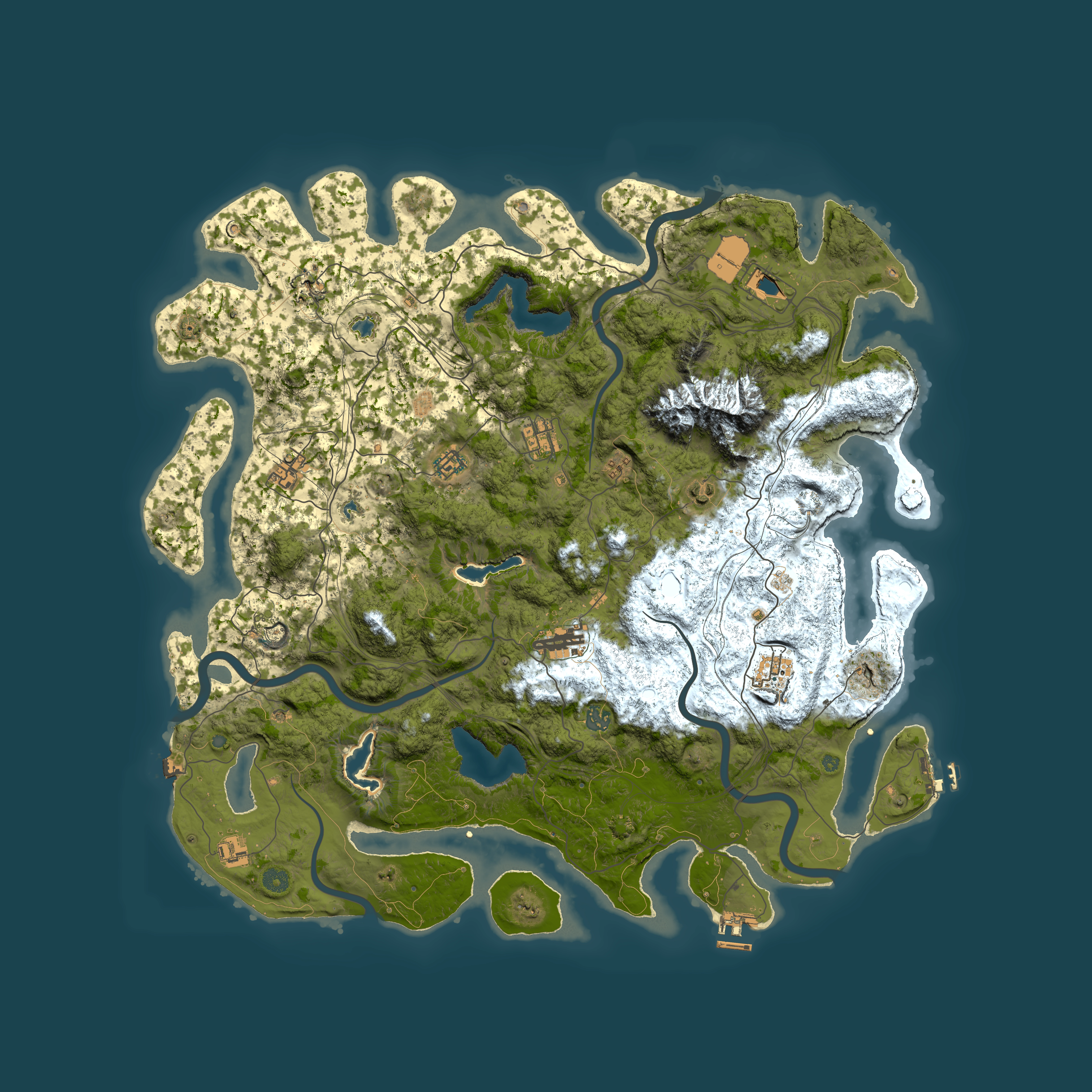 Full top-down render of Rust map seed 1550237820, 5000x5000m