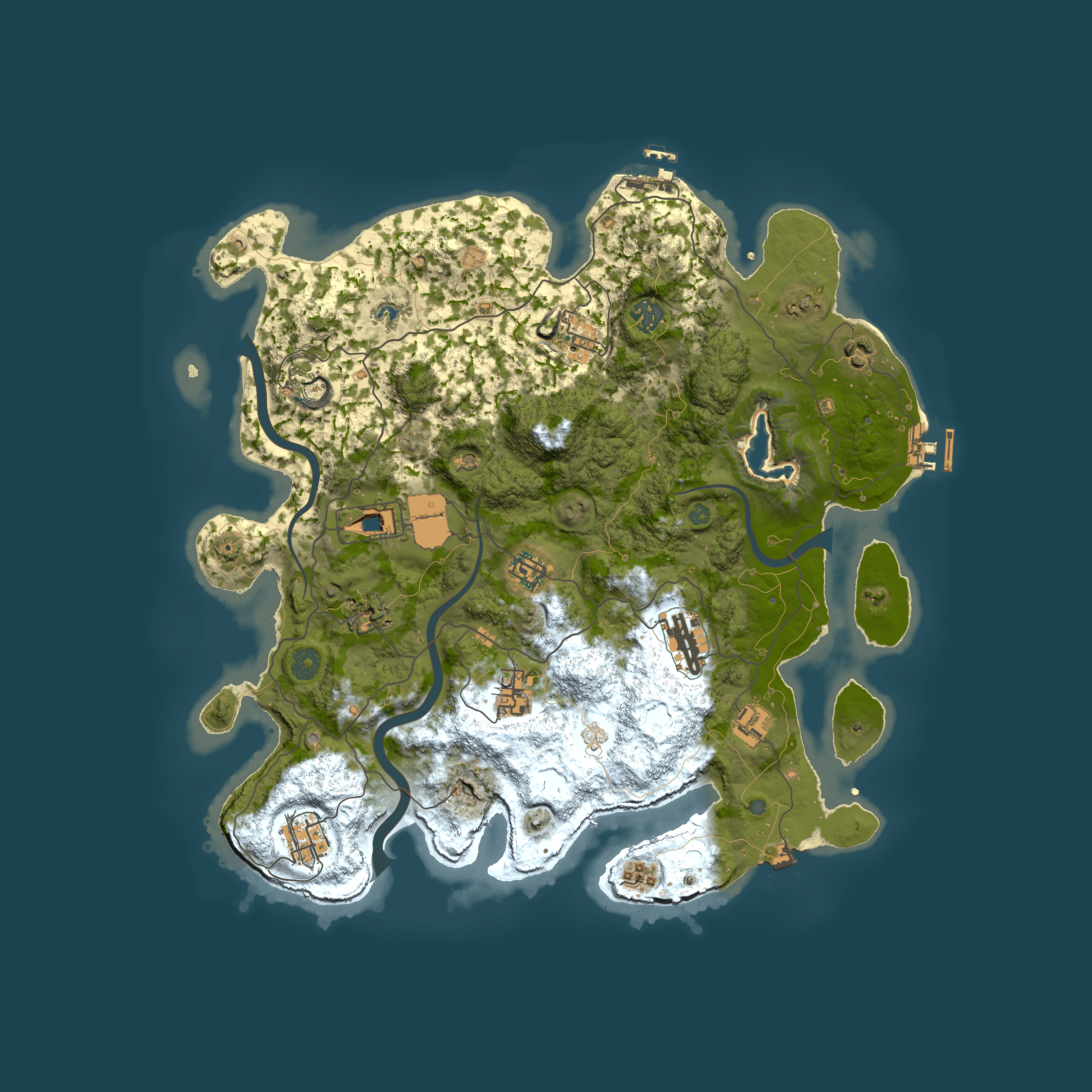 Full top-down render of Rust map seed 1138381984, 4000x4000m