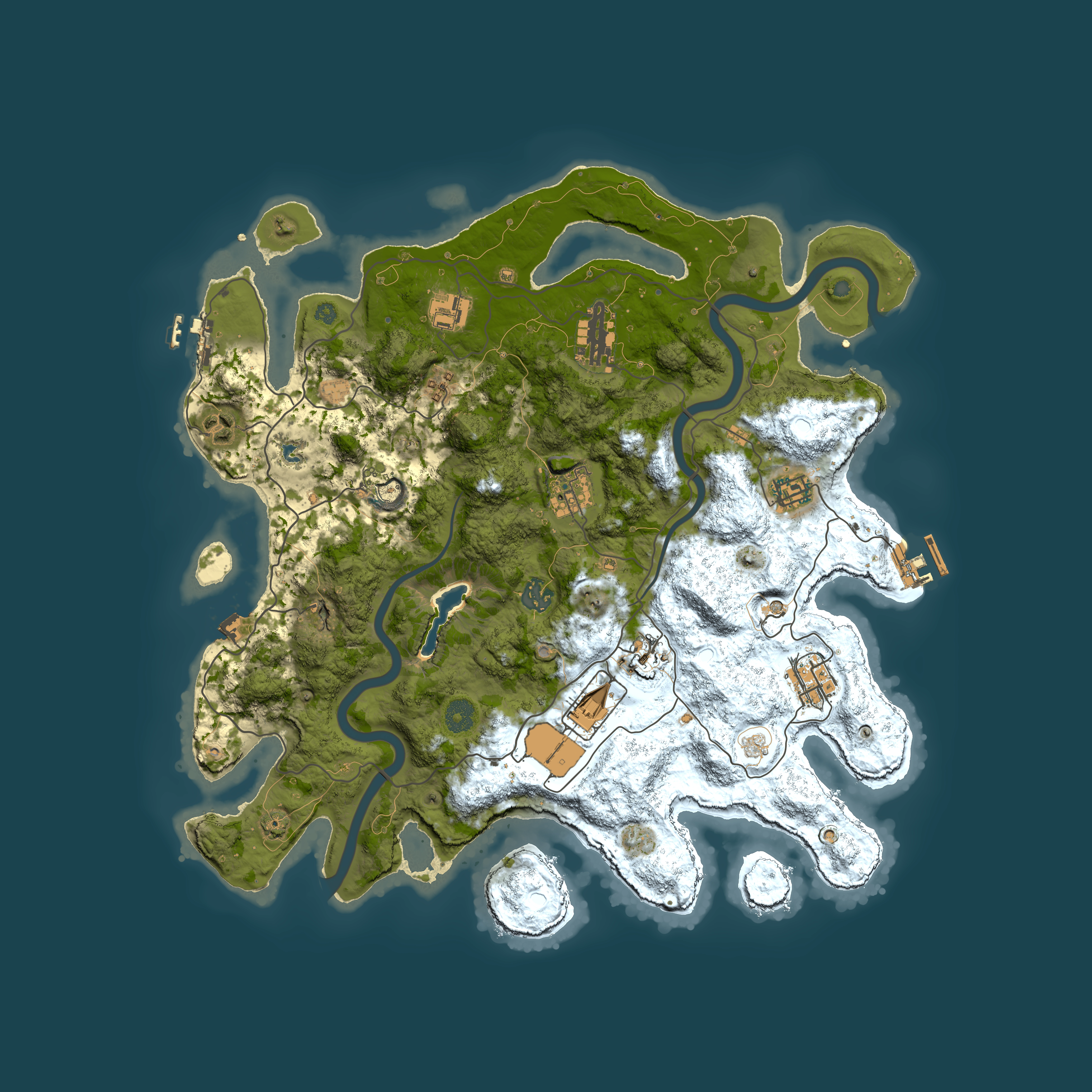 Full top-down render of Rust map seed 1422587964, 4000x4000m