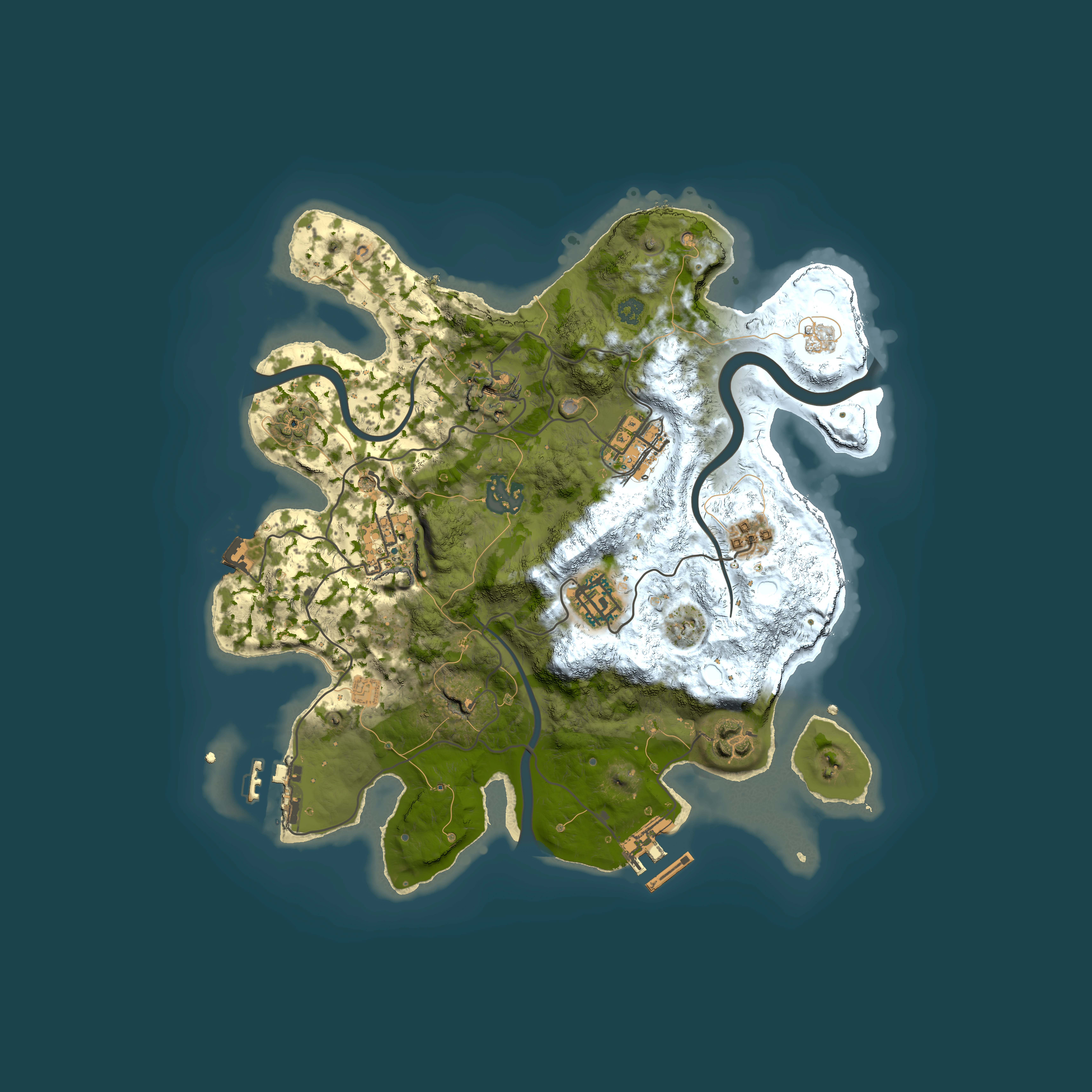 Full top-down render of Rust map seed 321874213, 3000x3000m