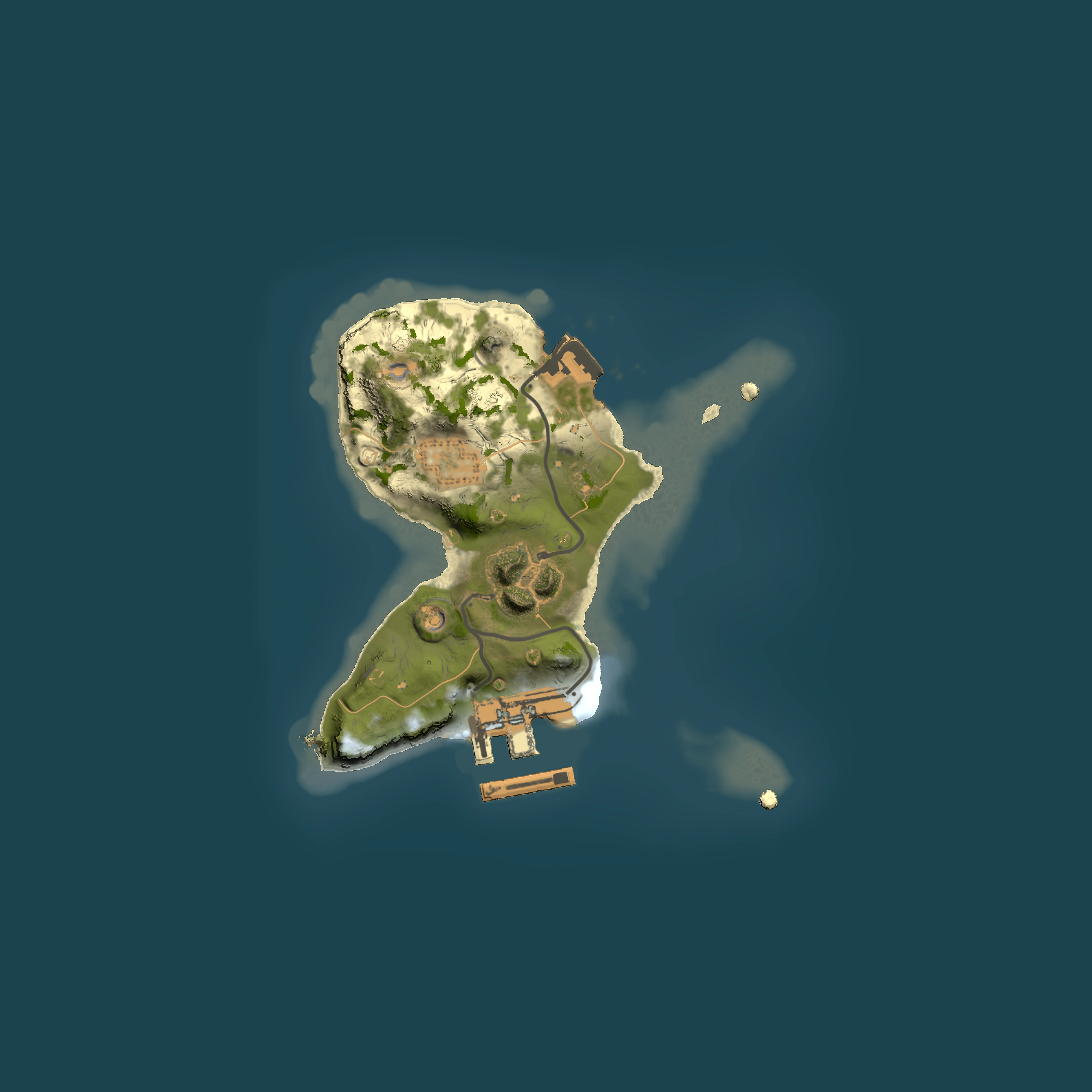 Full top-down render of Rust map seed 14278588, 1500x1500m