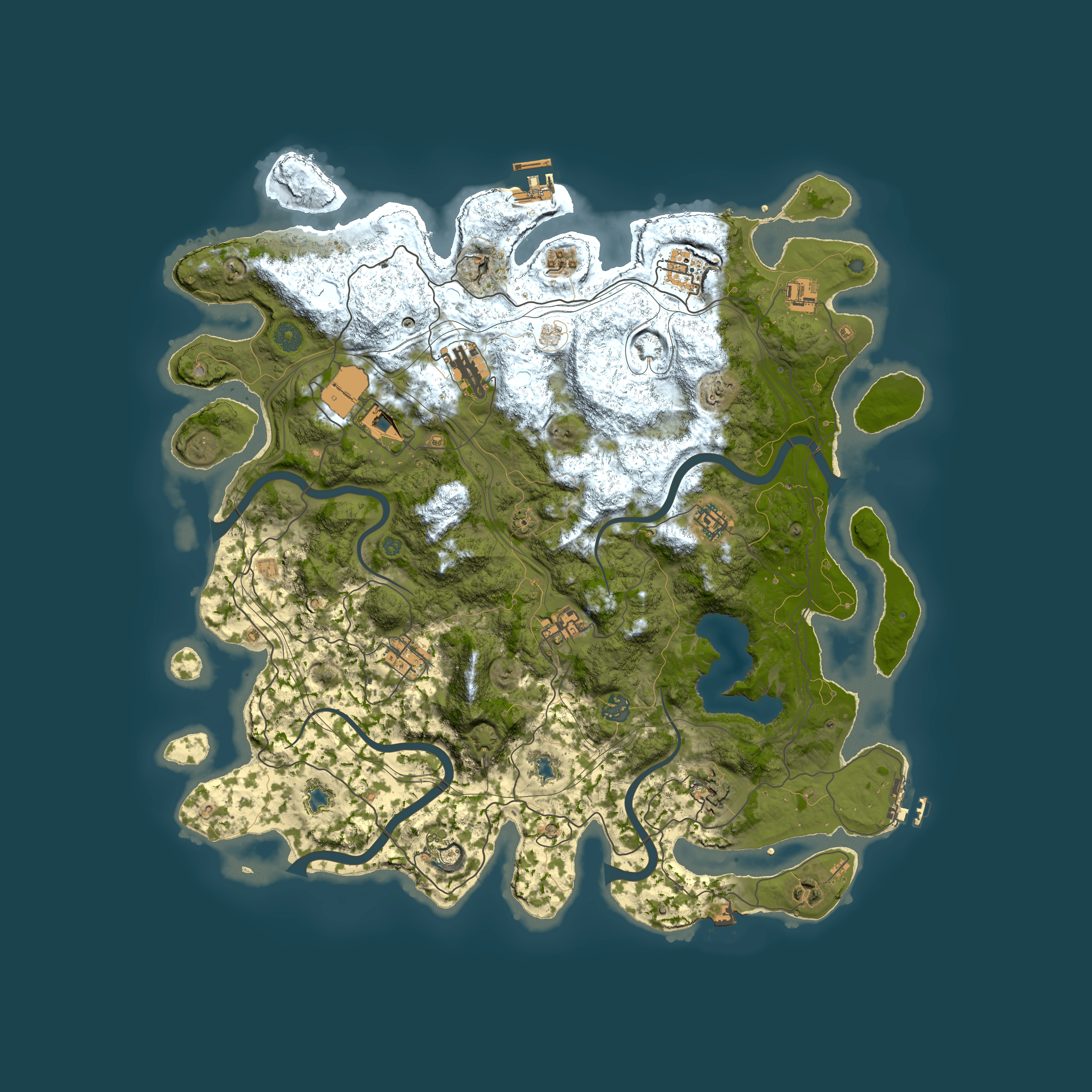 Full top-down render of Rust map seed 1329153133, 4500x4500m