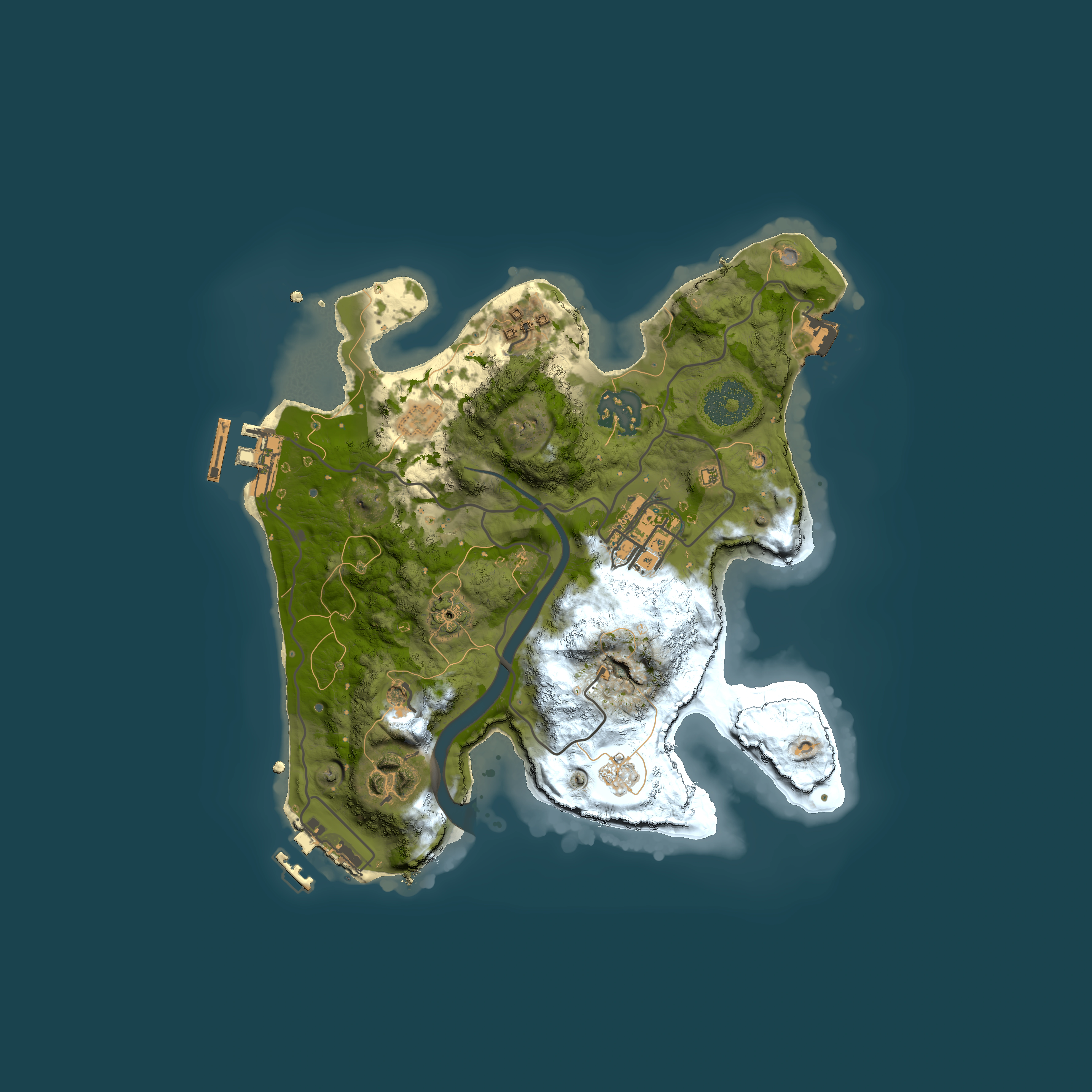 Full top-down render of Rust map seed 1493453552, 2500x2500m