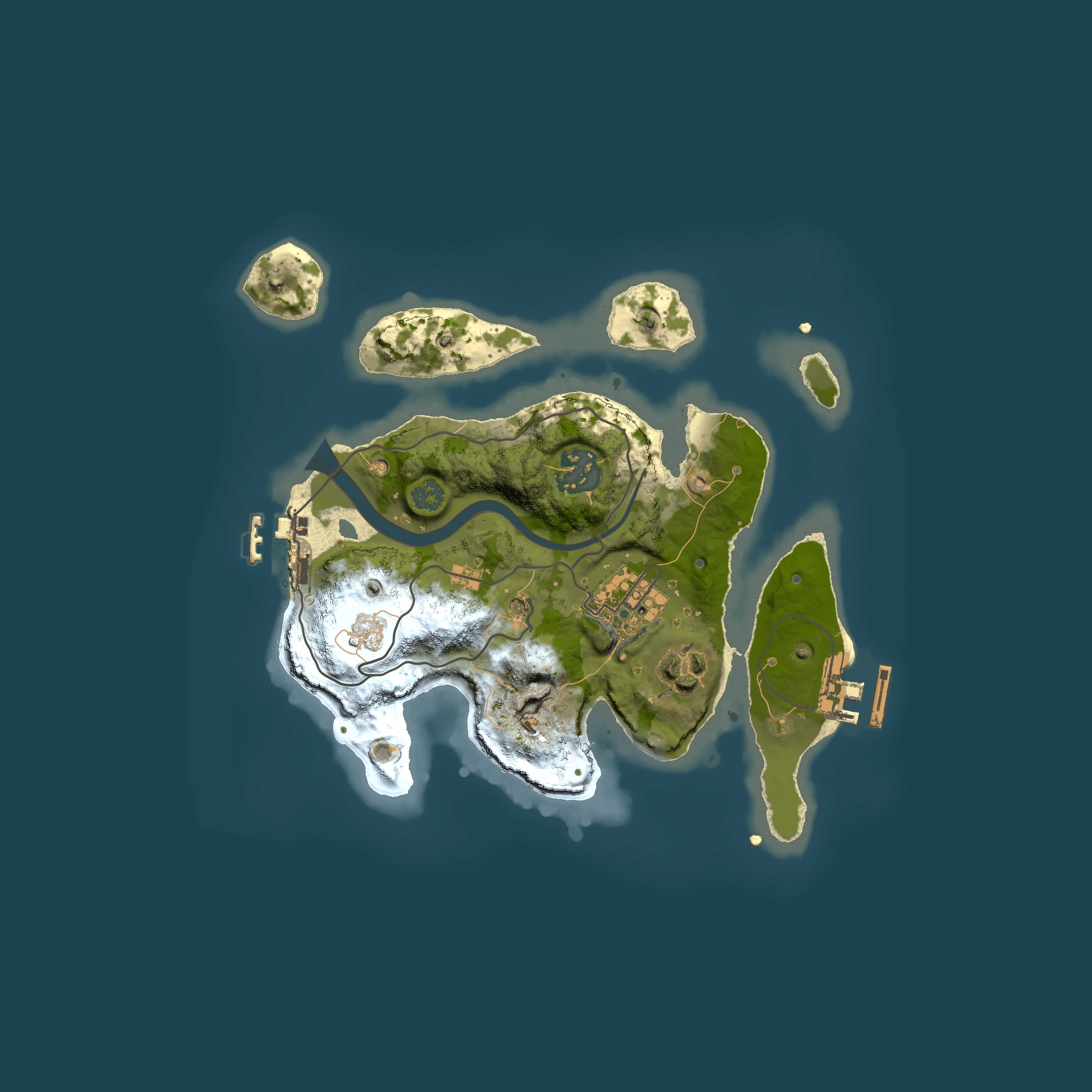 Full top-down render of Rust map seed 1812790974, 2500x2500m