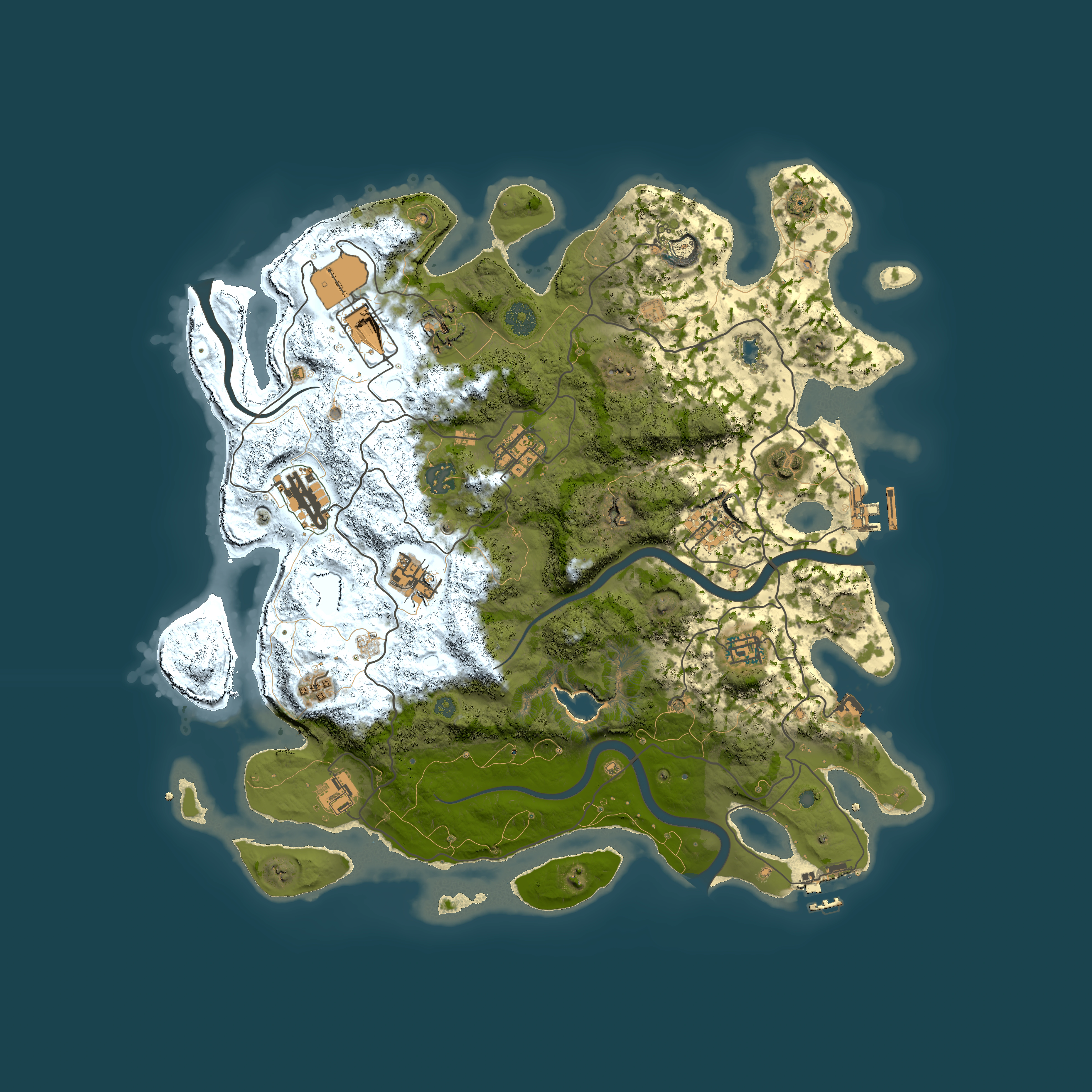 Full top-down render of Rust map seed 1998792581, 4000x4000m