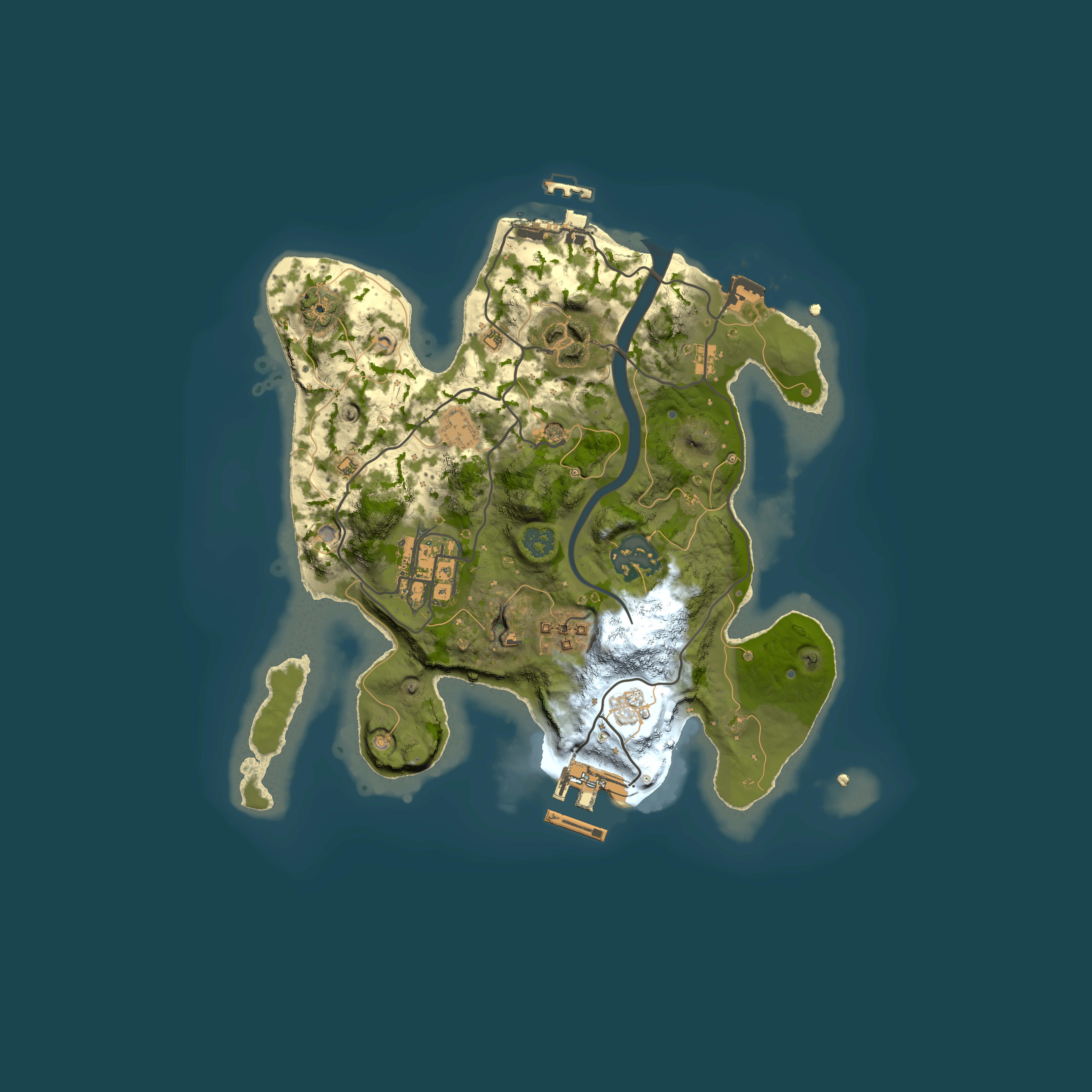 Full top-down render of Rust map seed 388986619, 2500x2500m