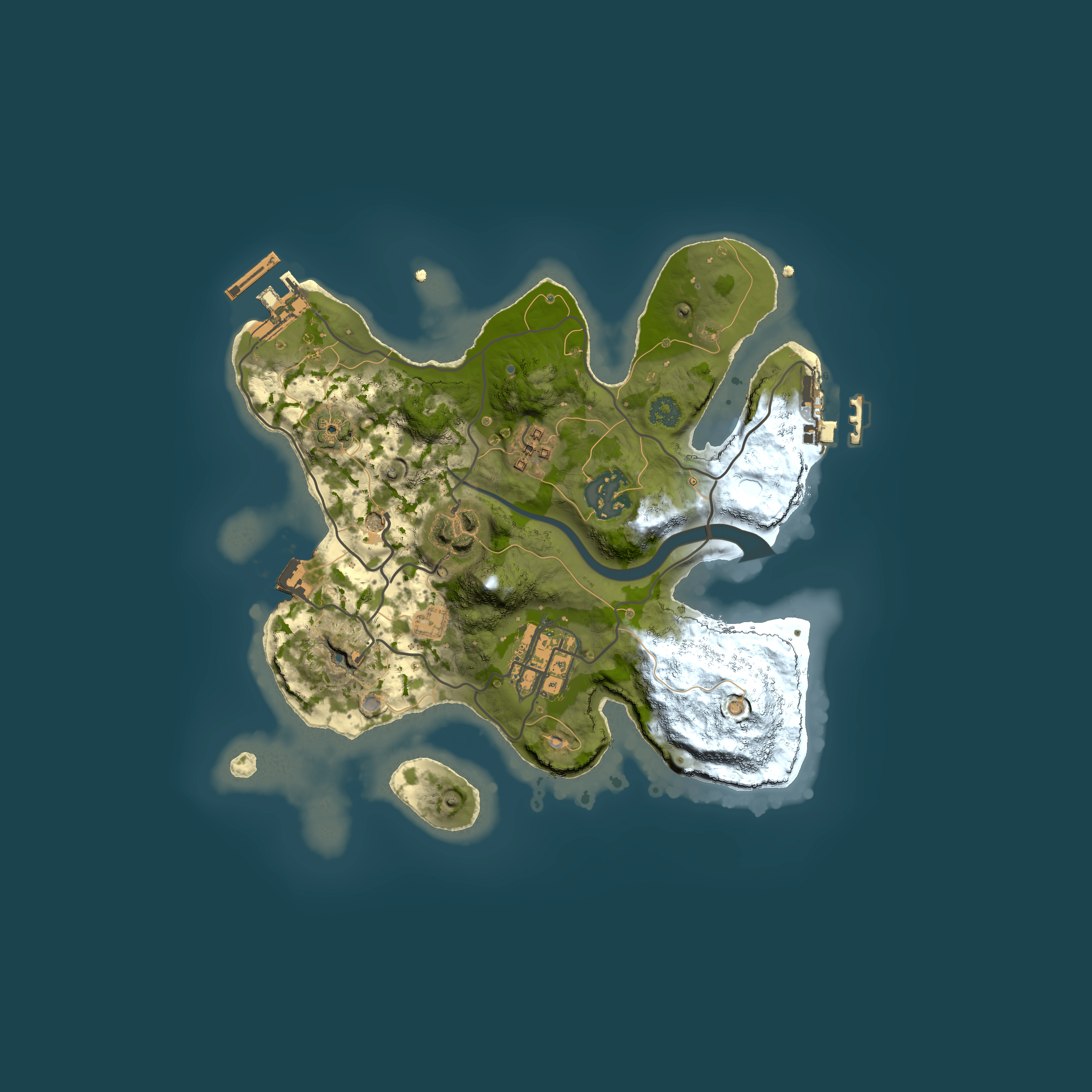 Full top-down render of Rust map seed 320028867, 2500x2500m
