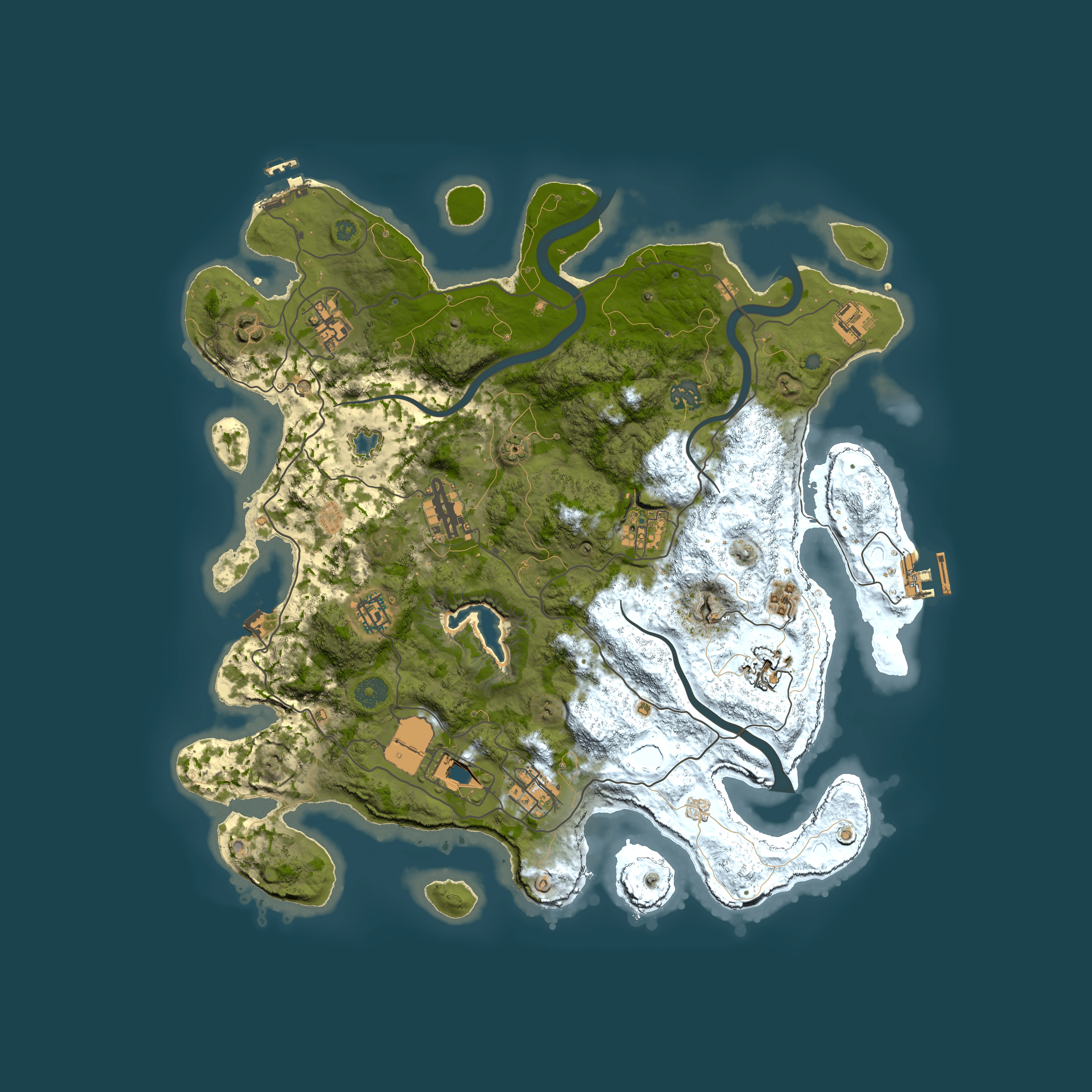 Full top-down render of Rust map seed 83577848, 4000x4000m