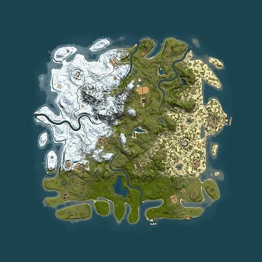 Rust map seed 437908804, 5000x5000m top-down preview