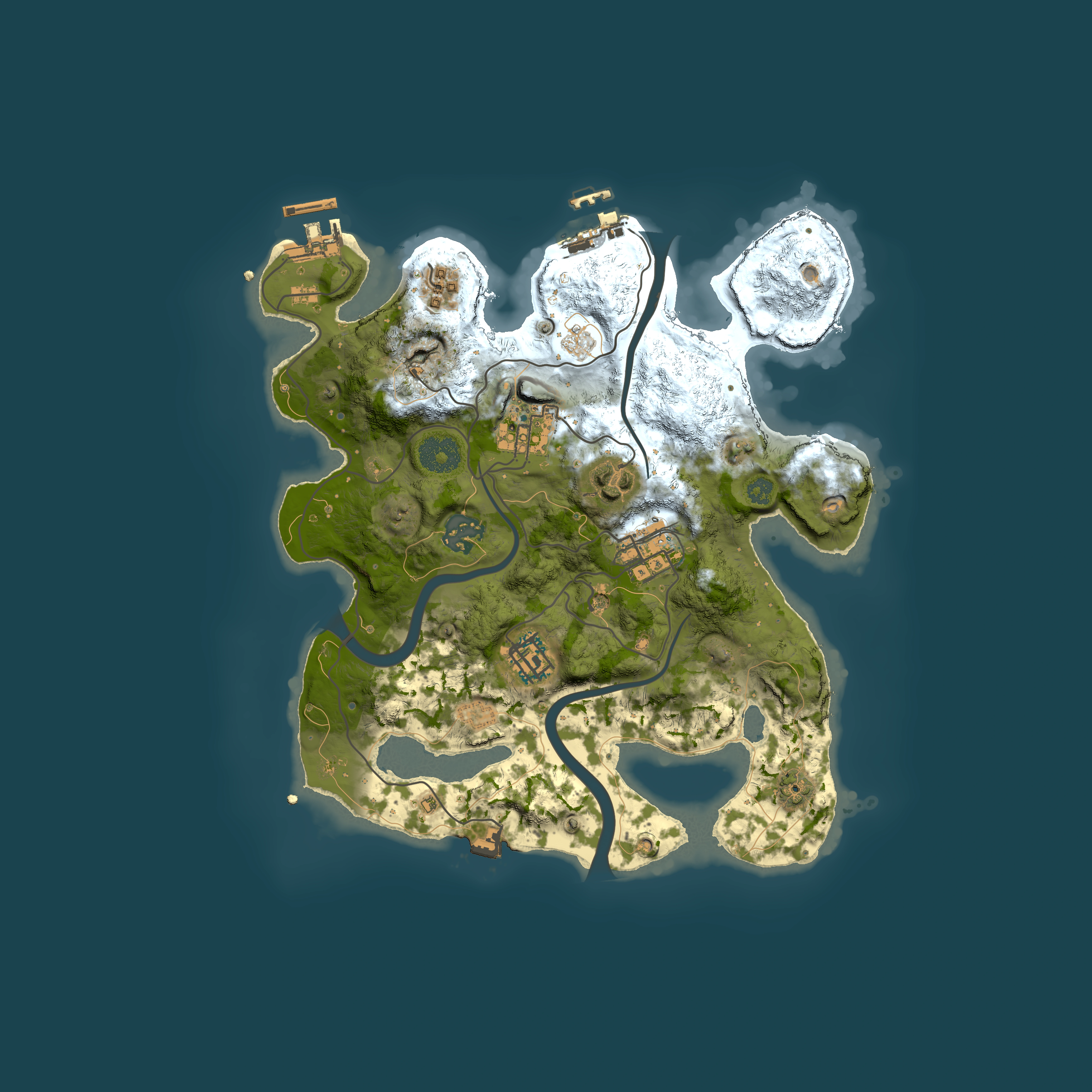 Full top-down render of Rust map seed 1411077273, 3000x3000m