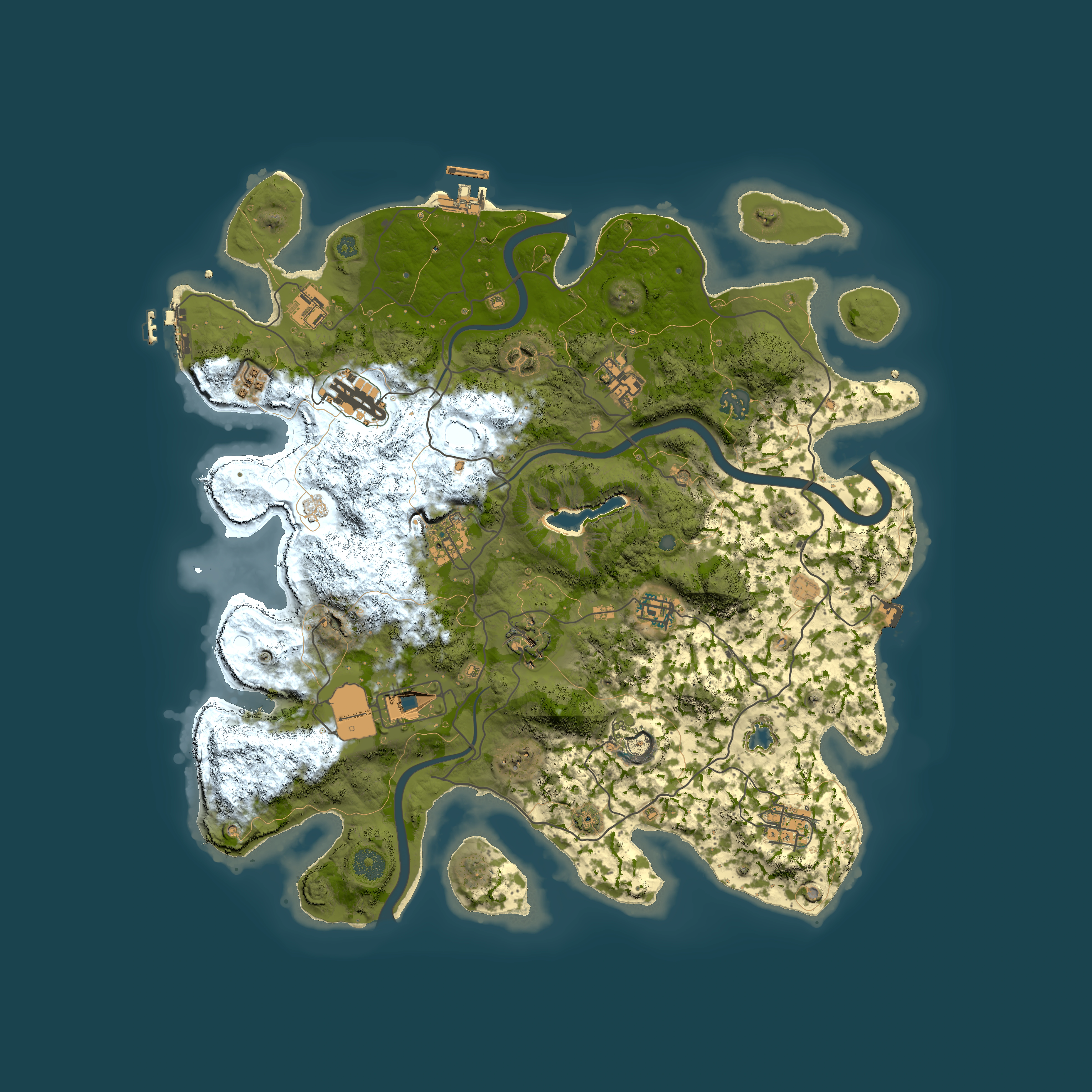 Full top-down render of Rust map seed 667026910, 4000x4000m