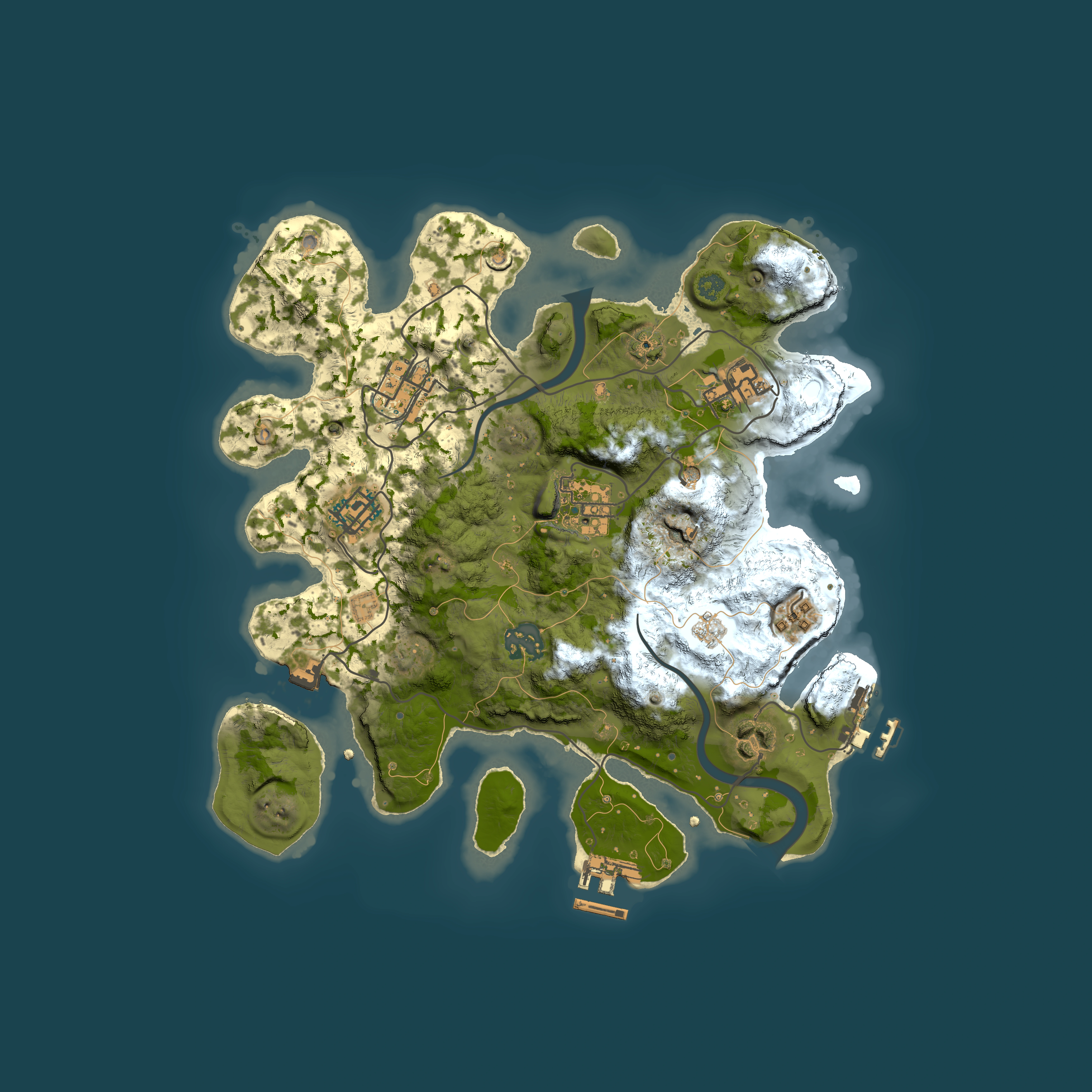 Full top-down render of Rust map seed 1805181043, 3000x3000m