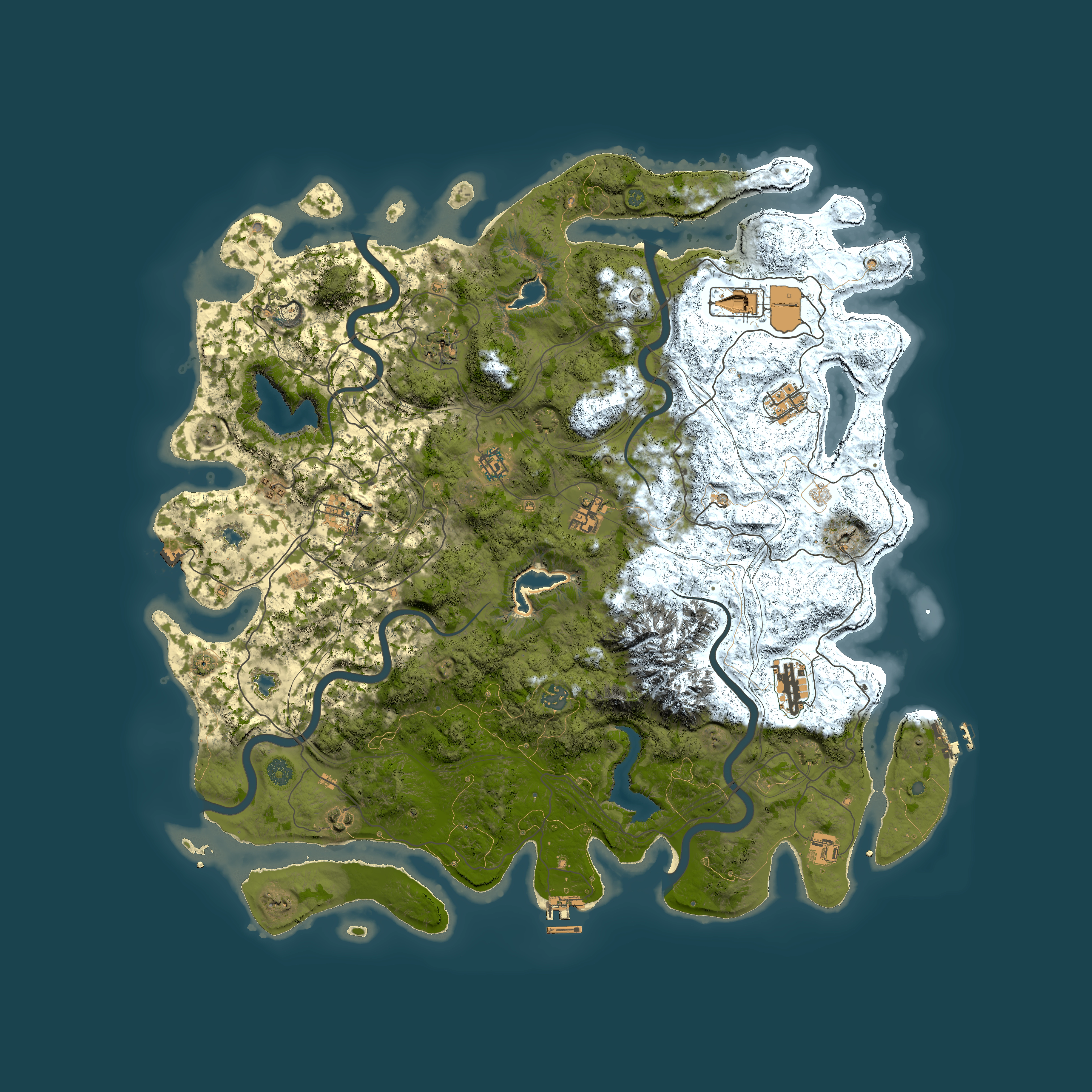 Full top-down render of Rust map seed 1106354781, 5000x5000m