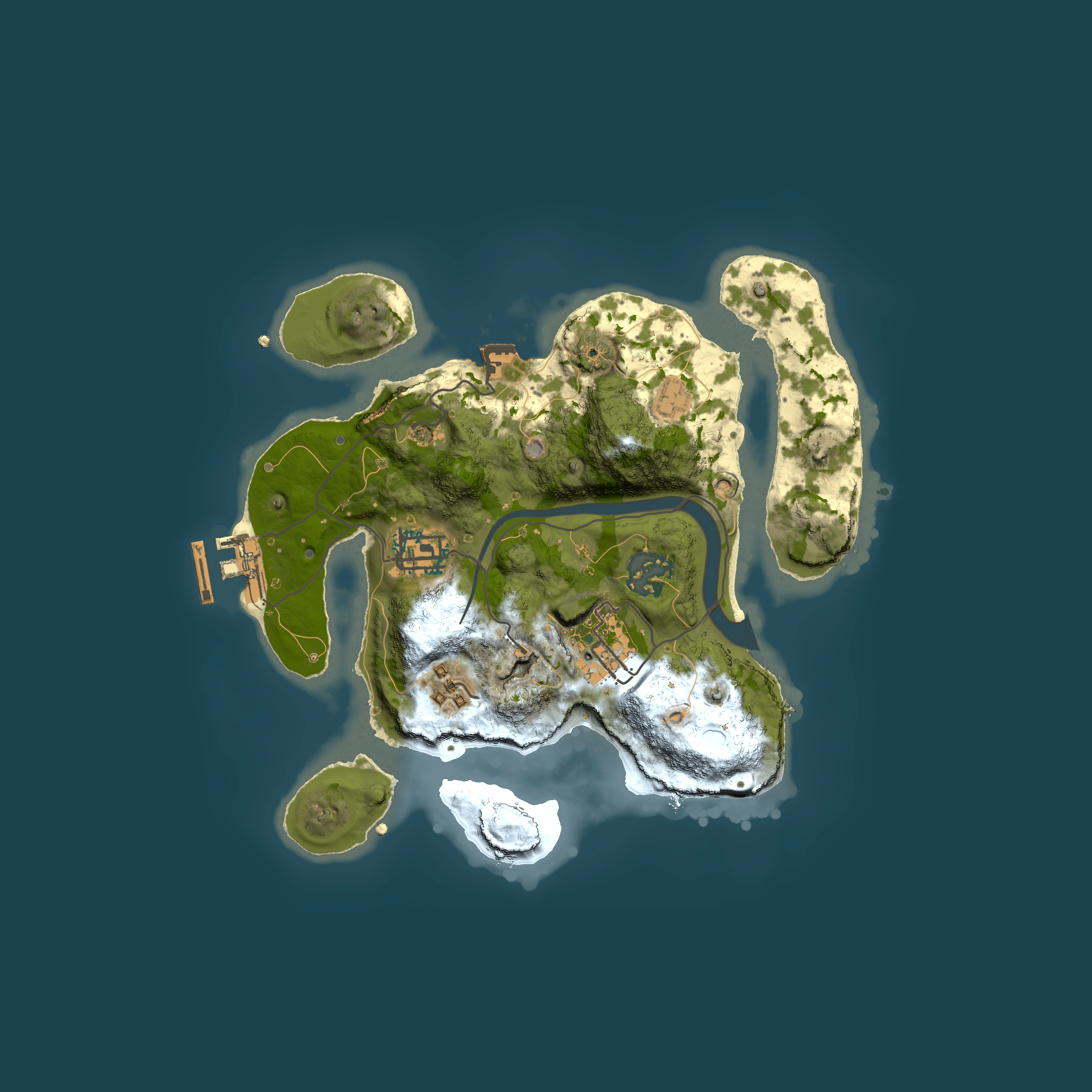 Full top-down render of Rust map seed 1333972509, 2500x2500m
