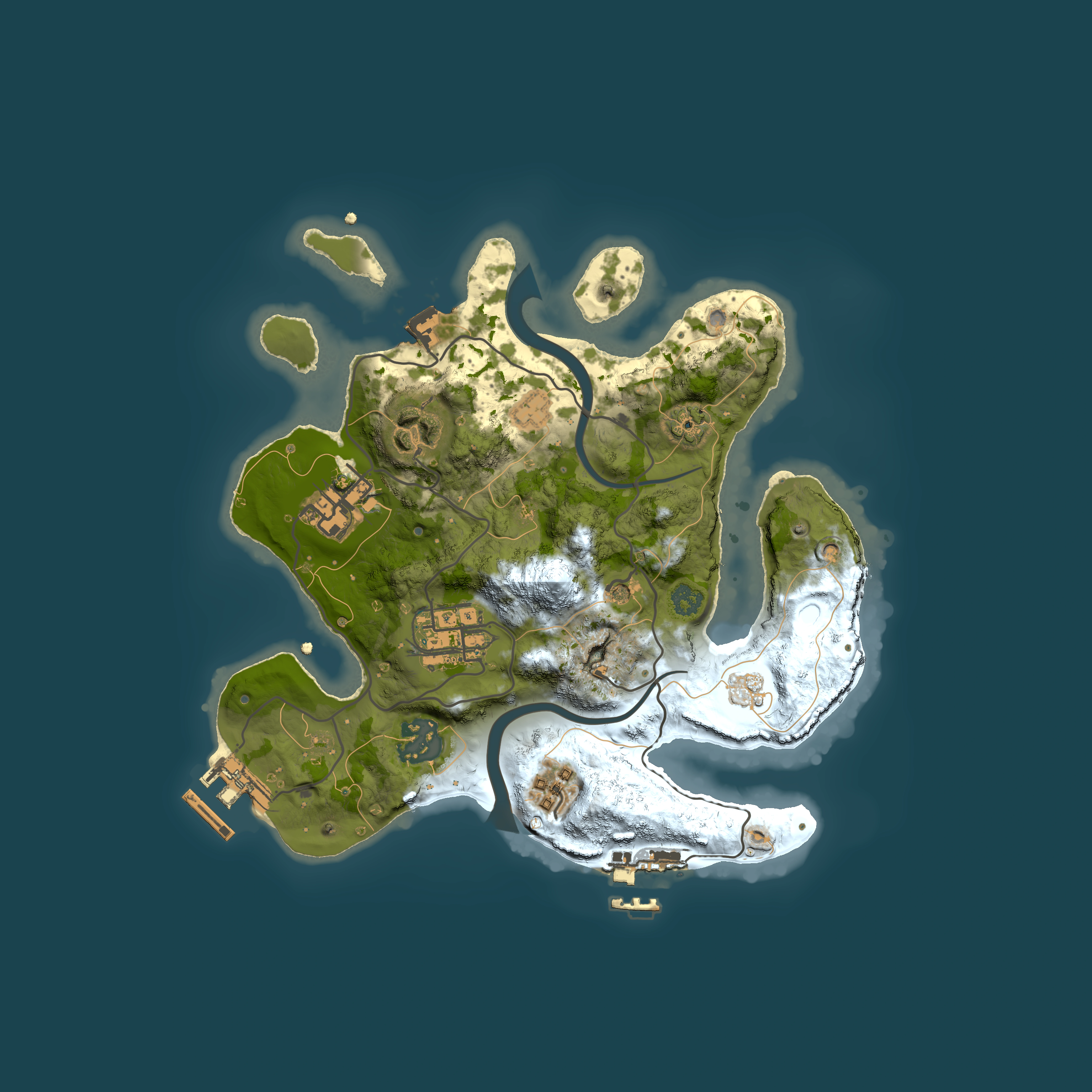 Full top-down render of Rust map seed 1194839519, 2500x2500m