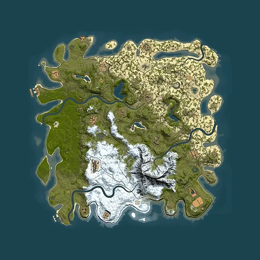 Rust map seed 586827383, 5000x5000m top-down preview