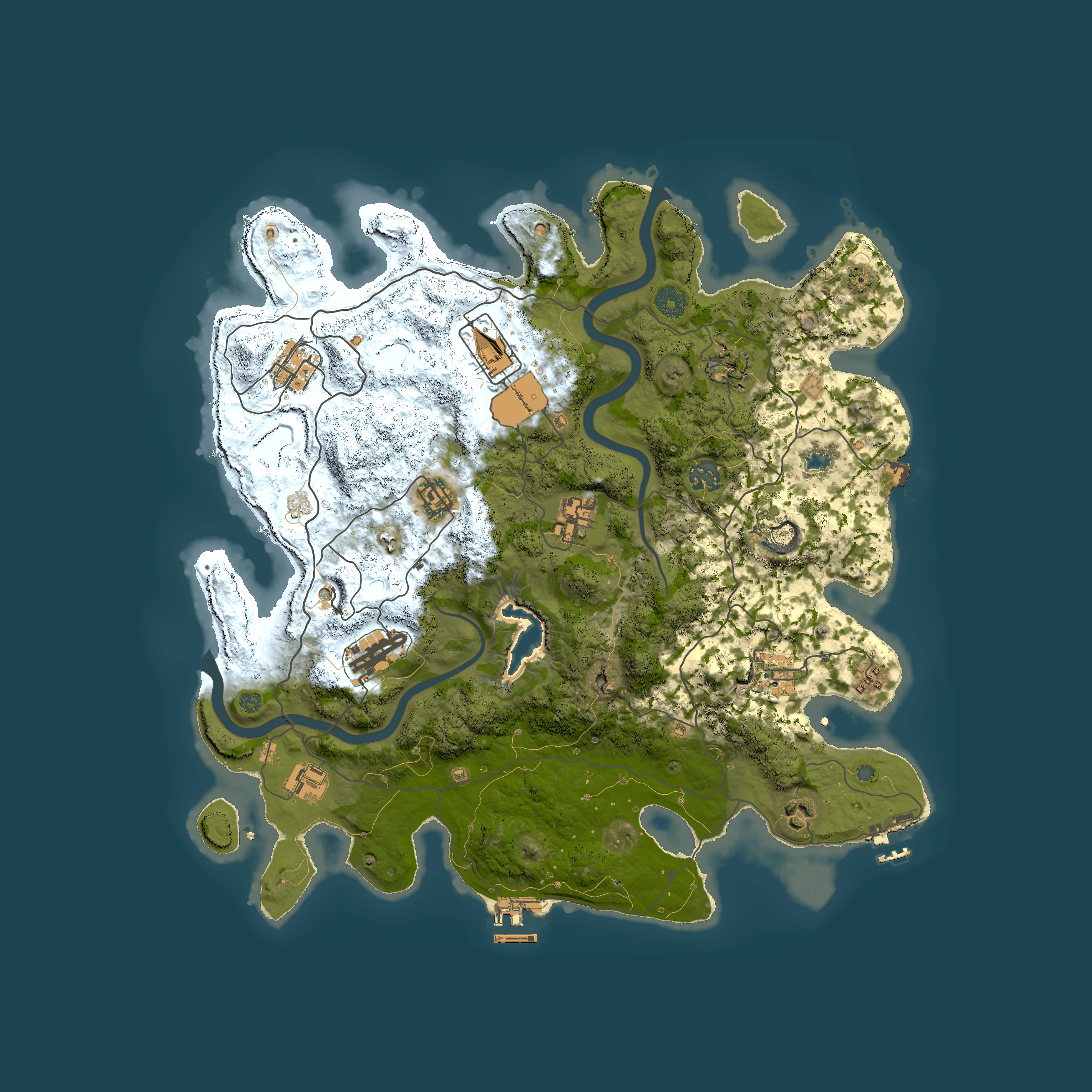 Full top-down render of Rust map seed 1505604947, 4000x4000m