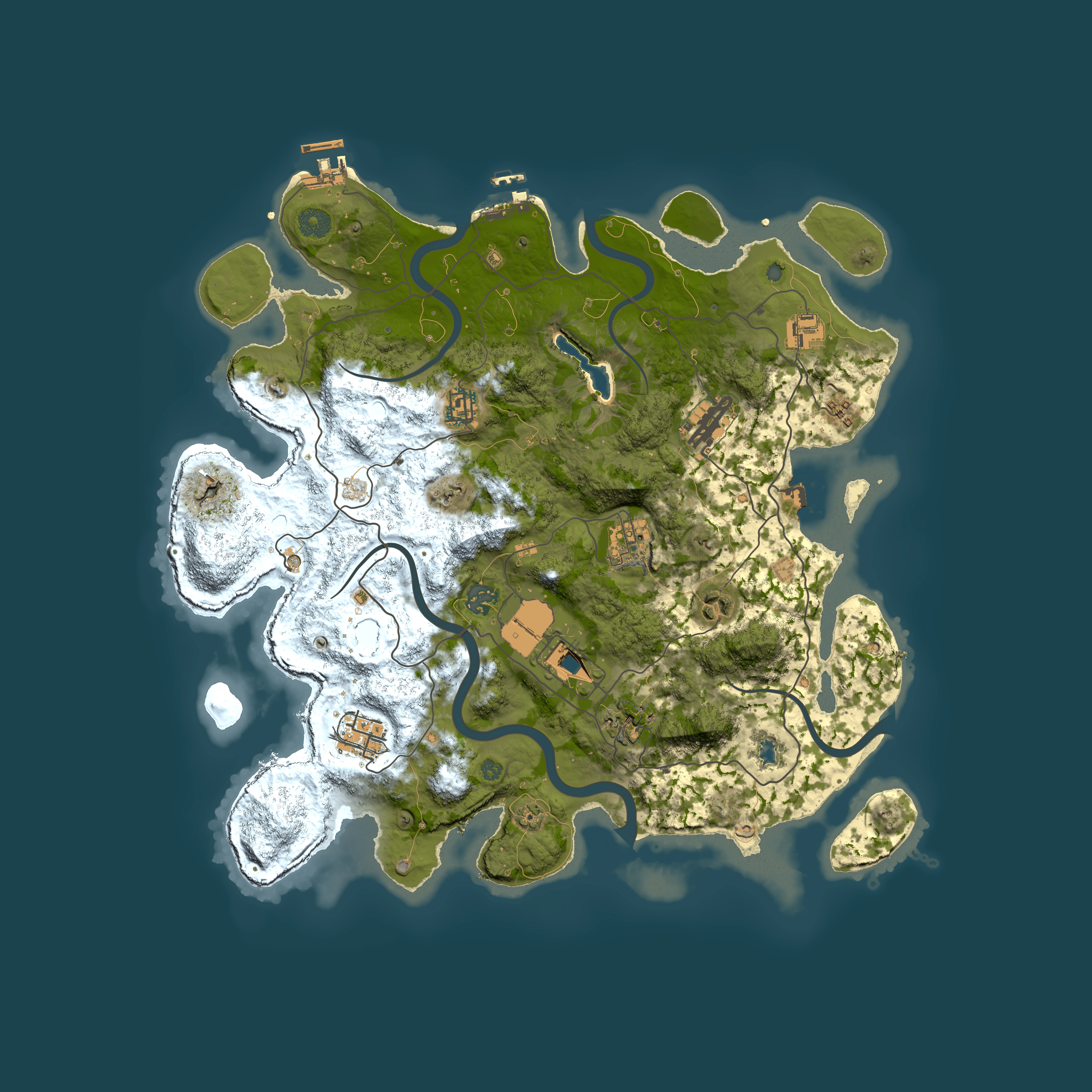 Full top-down render of Rust map seed 290099128, 4000x4000m