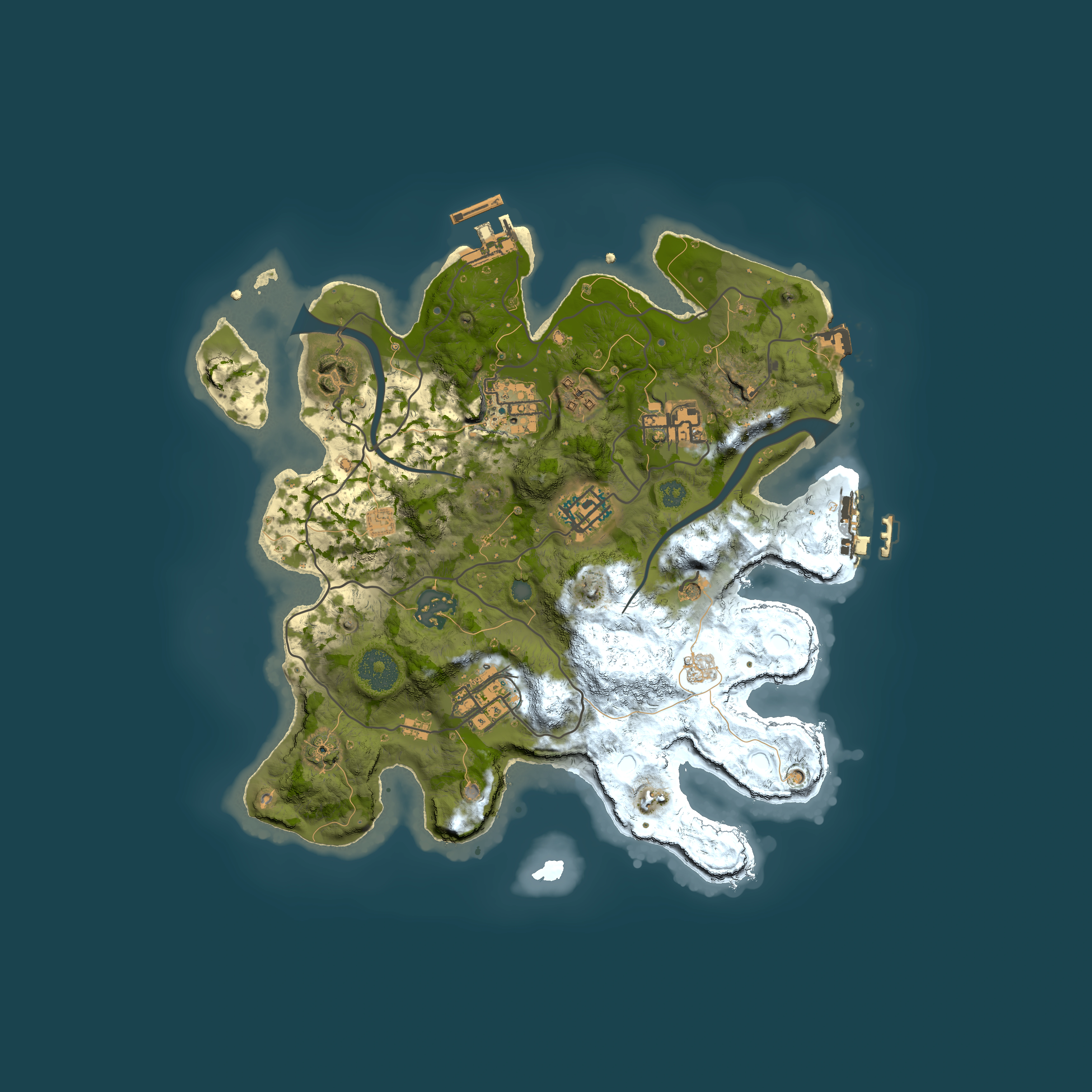 Full top-down render of Rust map seed 1644861040, 3000x3000m