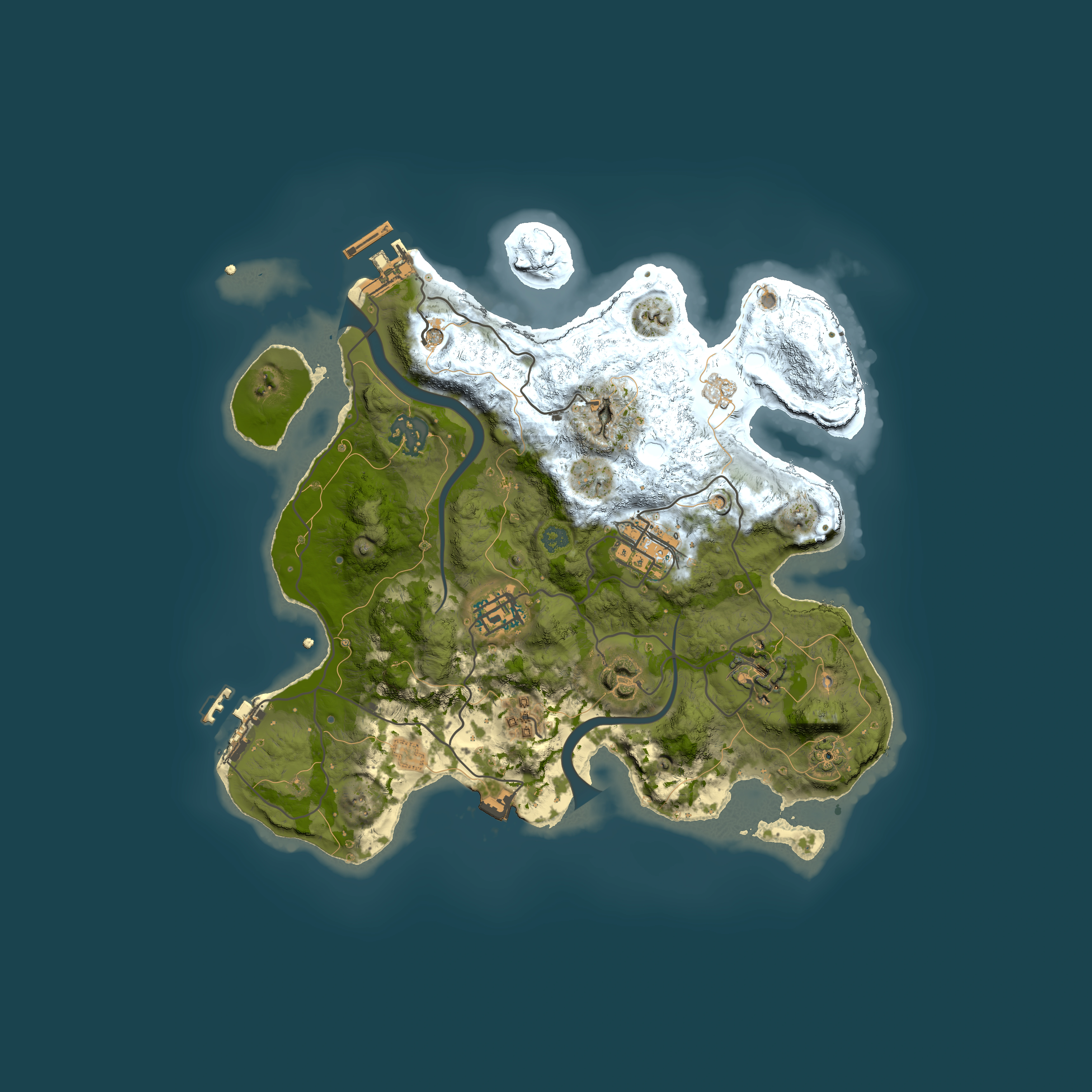 Full top-down render of Rust map seed 287604284, 3000x3000m