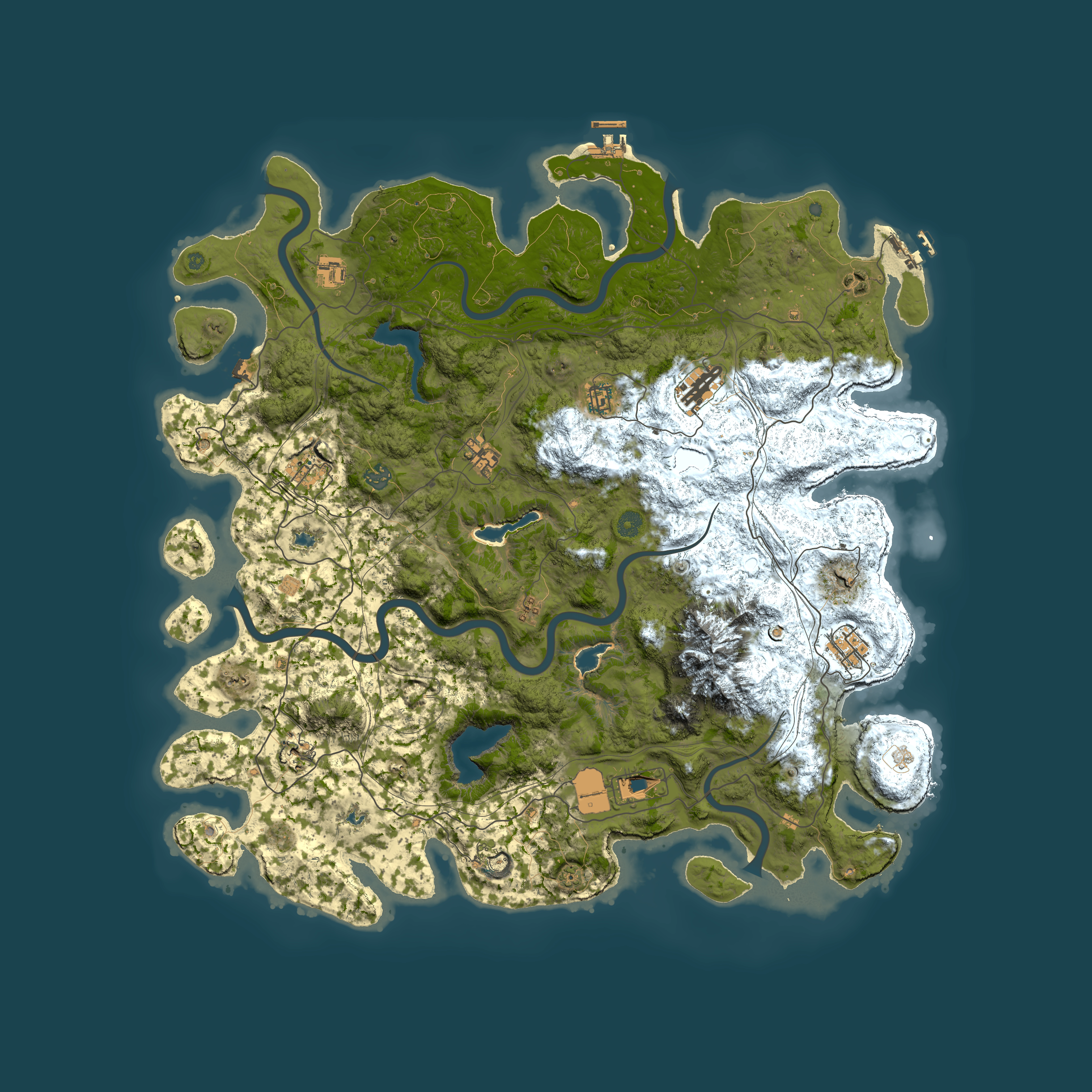 Full top-down render of Rust map seed 1011714619, 5000x5000m