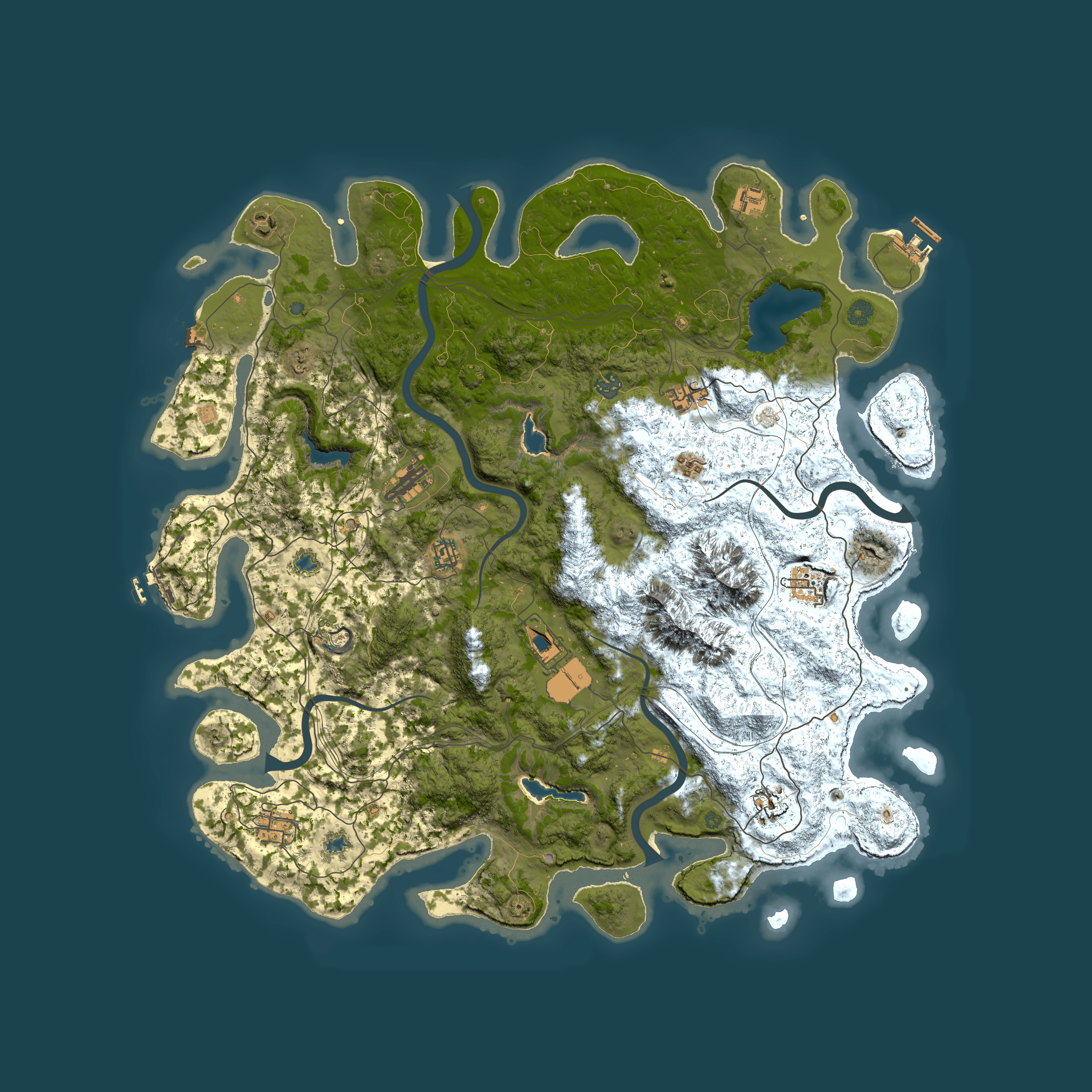 Full top-down render of Rust map seed 1801628016, 5000x5000m