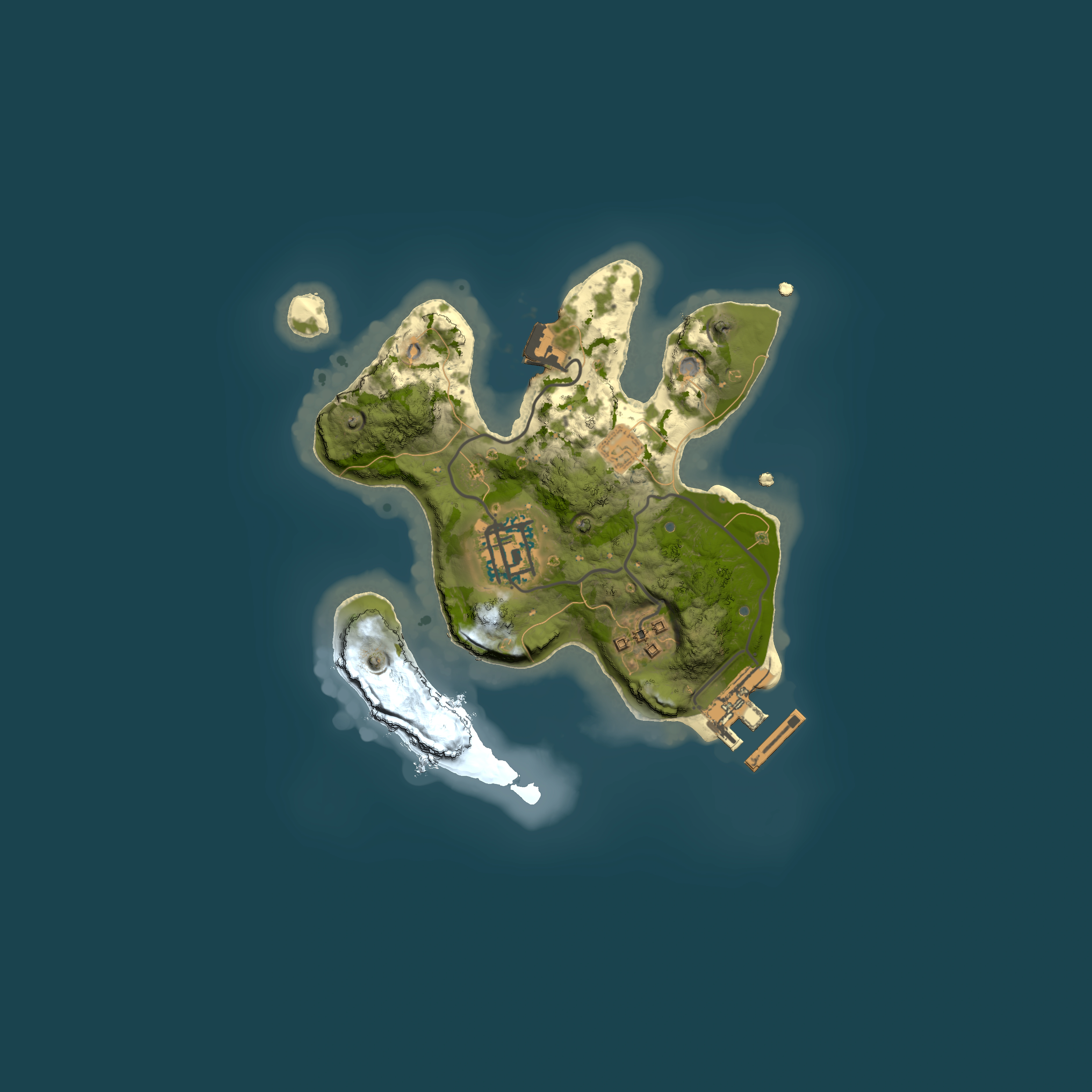 Full top-down render of Rust map seed 2104142692, 2000x2000m