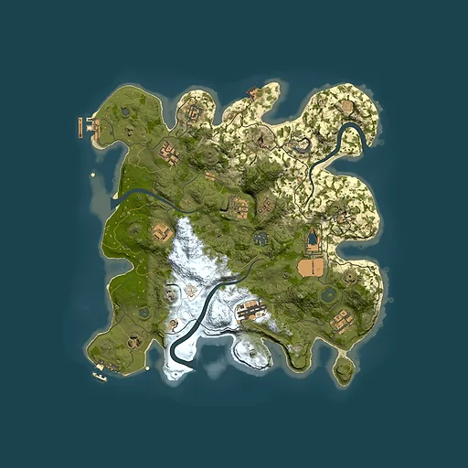 Rust map seed 169805945, 3500x3500m top-down preview