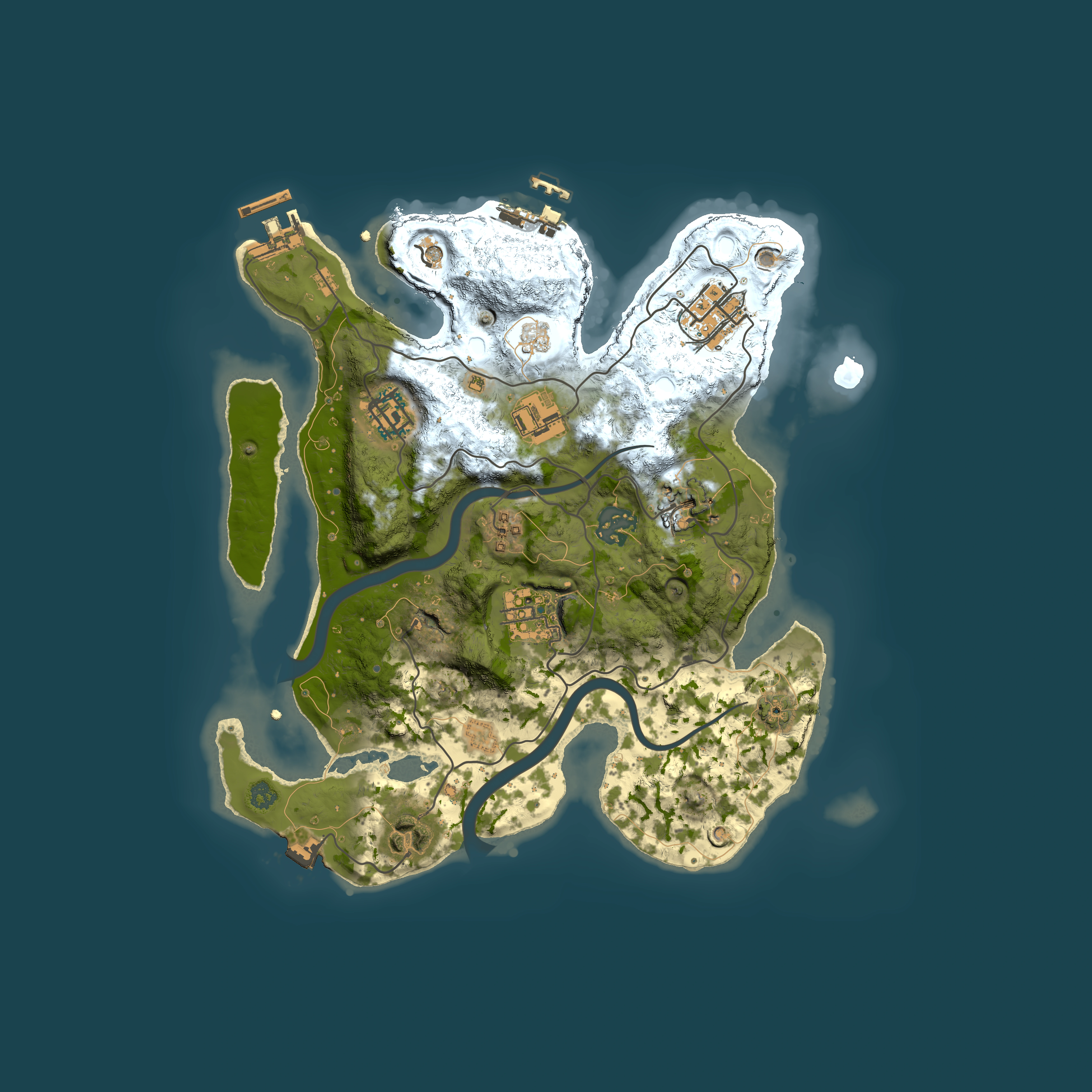Full top-down render of Rust map seed 168949829, 3000x3000m