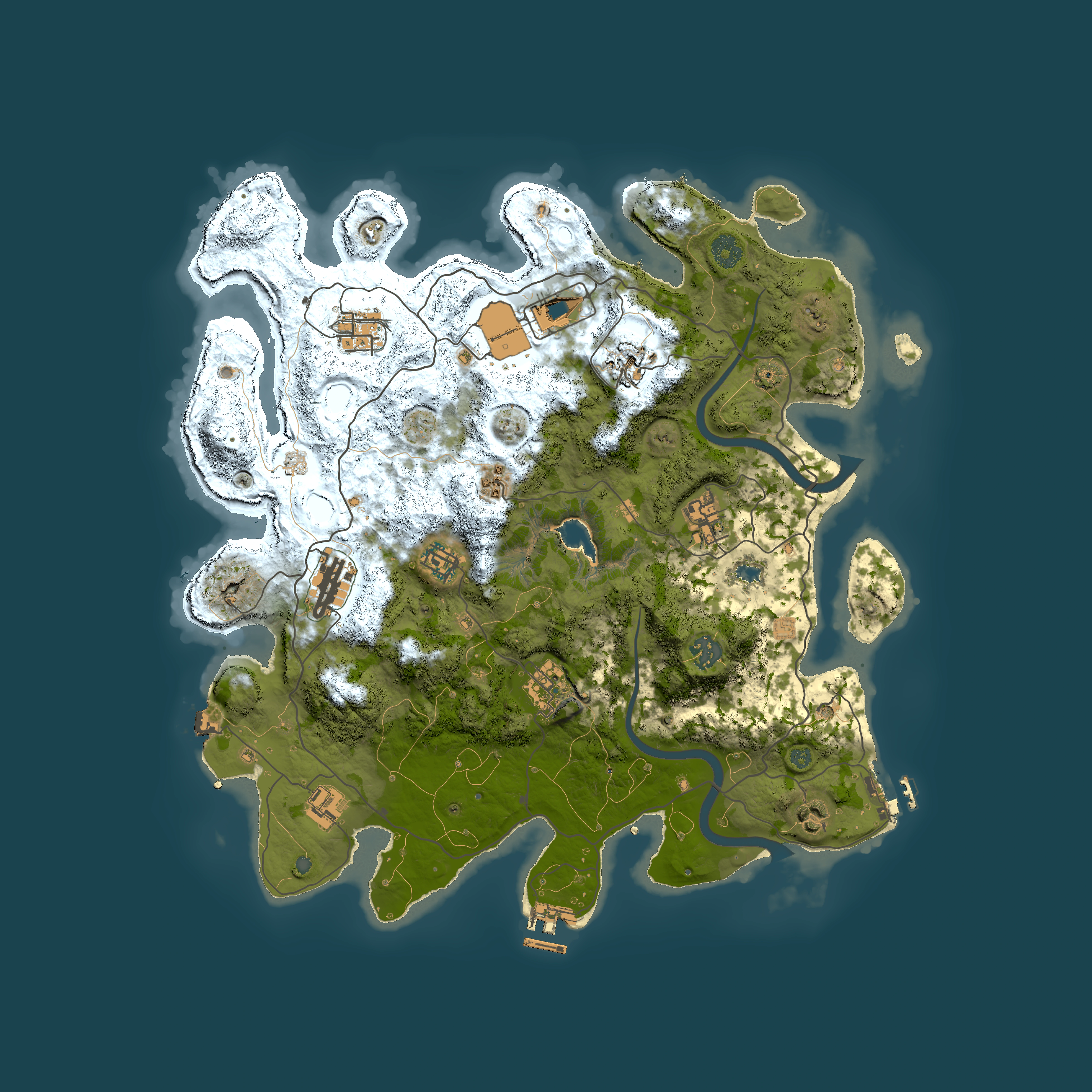 Full top-down render of Rust map seed 1535858885, 4000x4000m