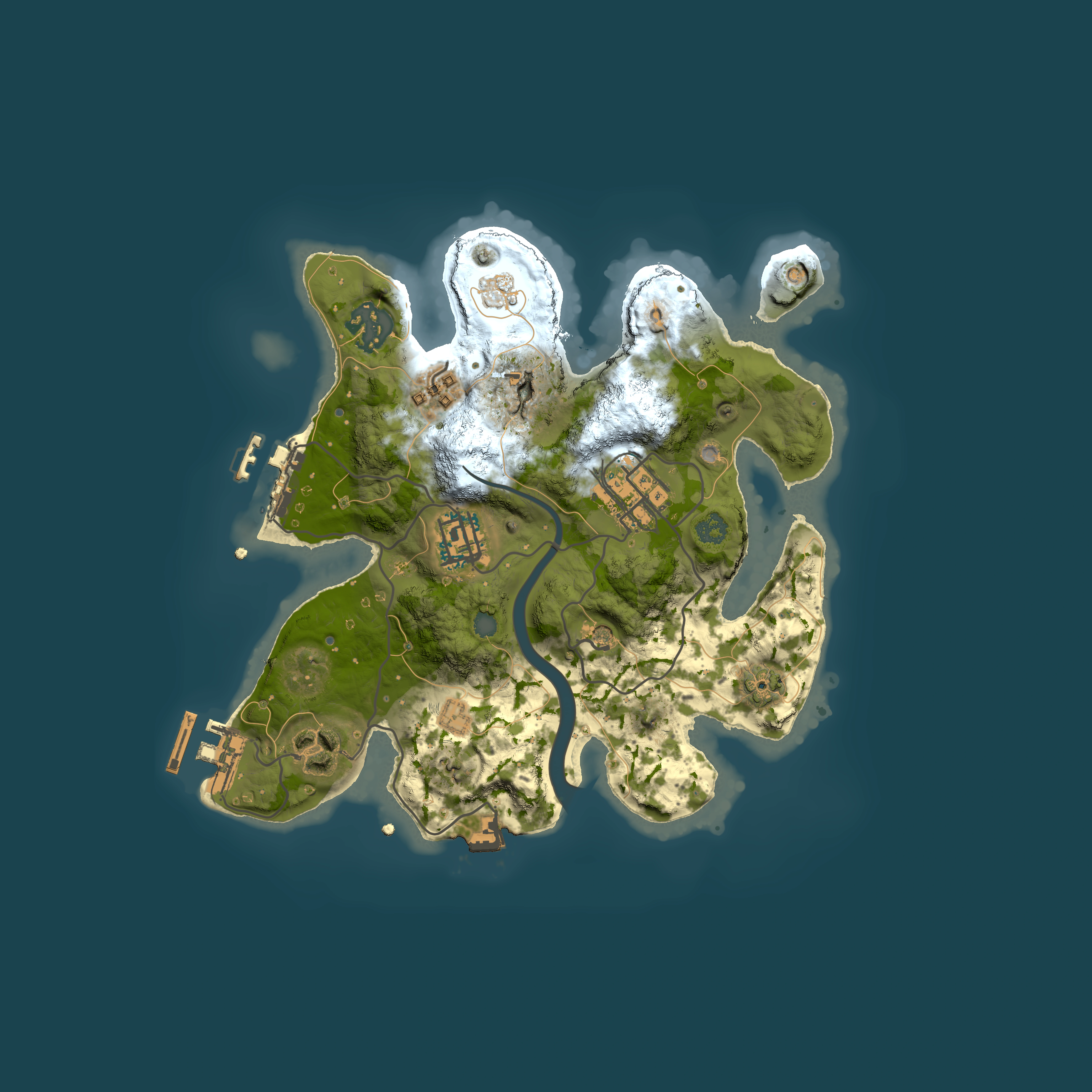 Full top-down render of Rust map seed 1334764529, 2500x2500m