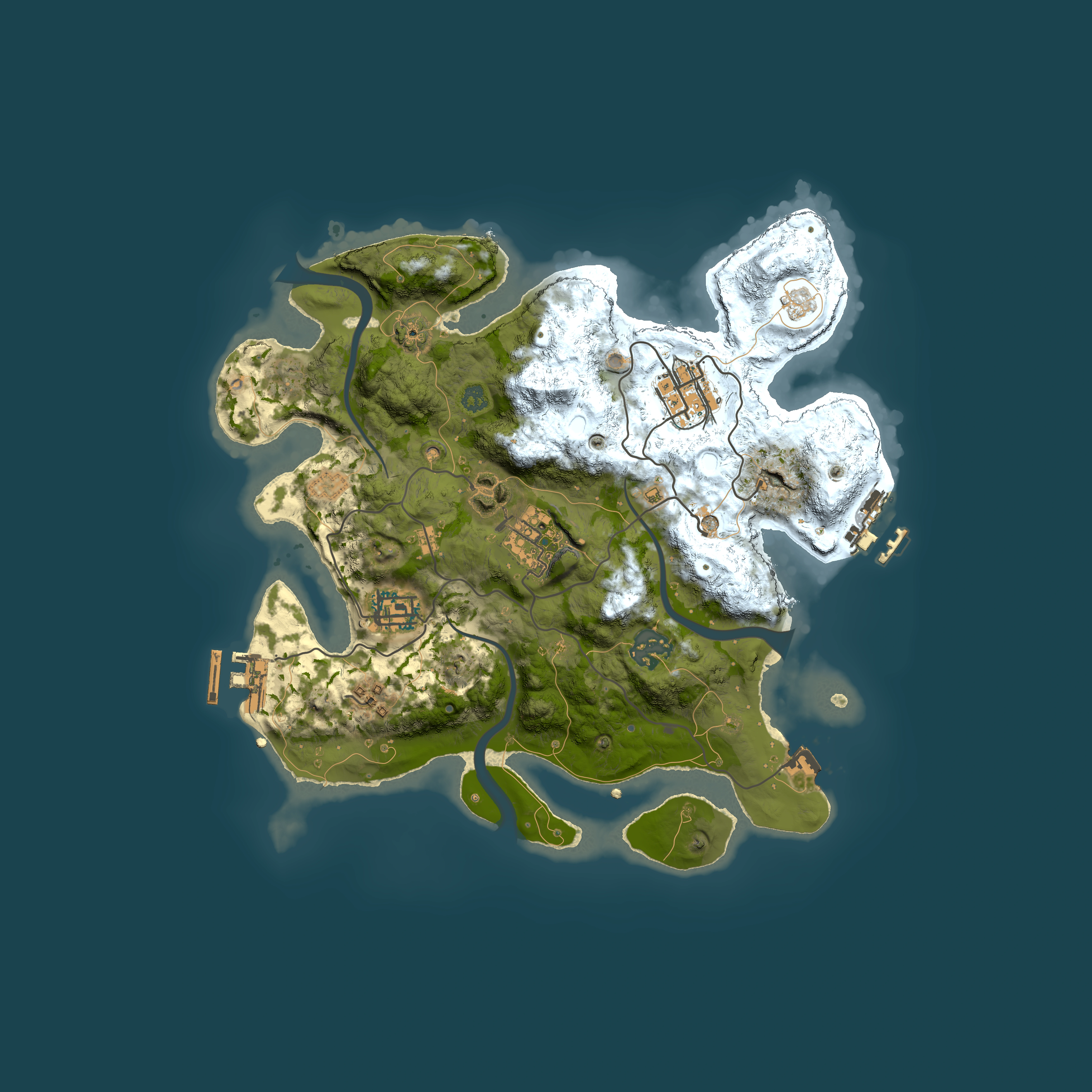 Full top-down render of Rust map seed 2130506818, 3000x3000m