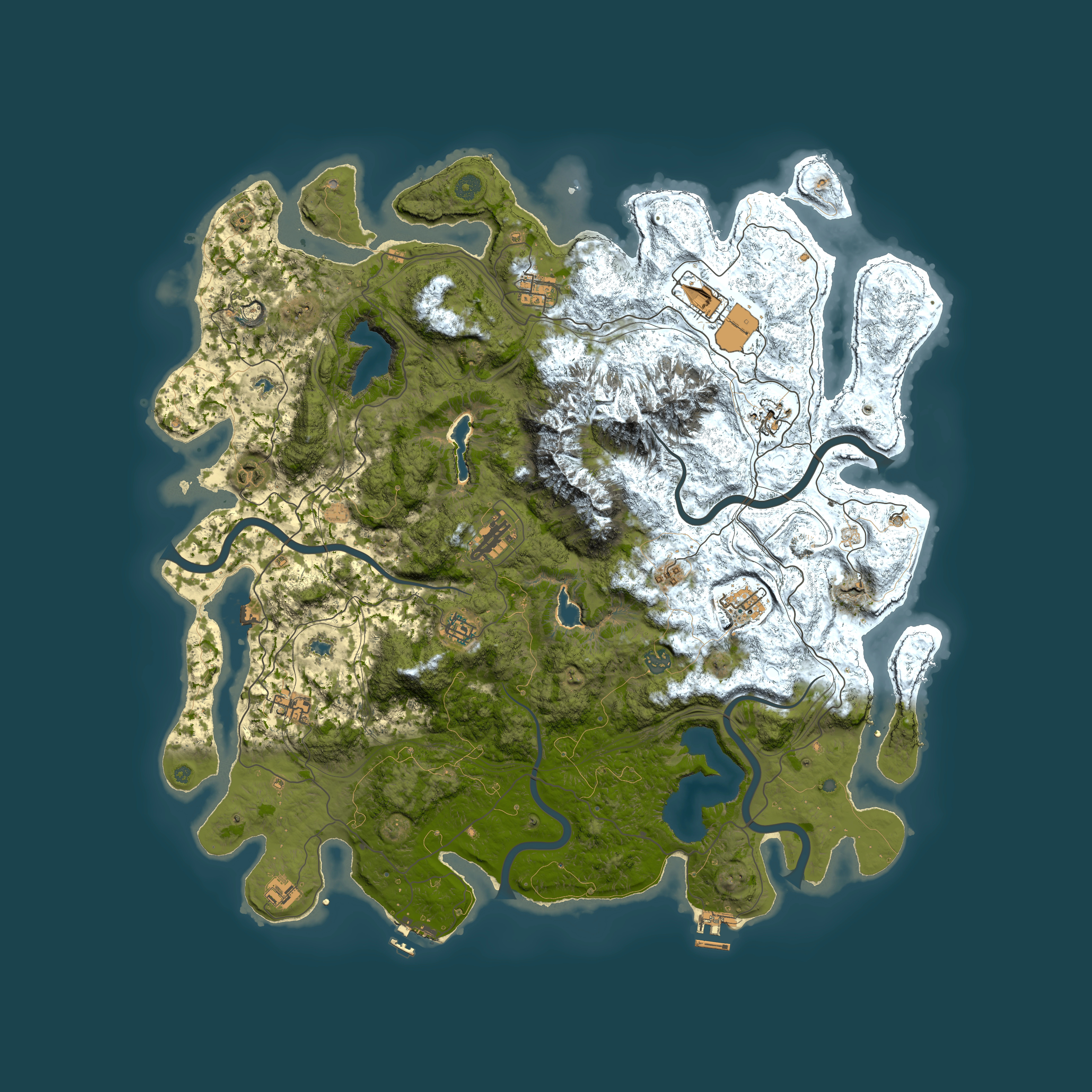 Full top-down render of Rust map seed 2063718621, 5000x5000m