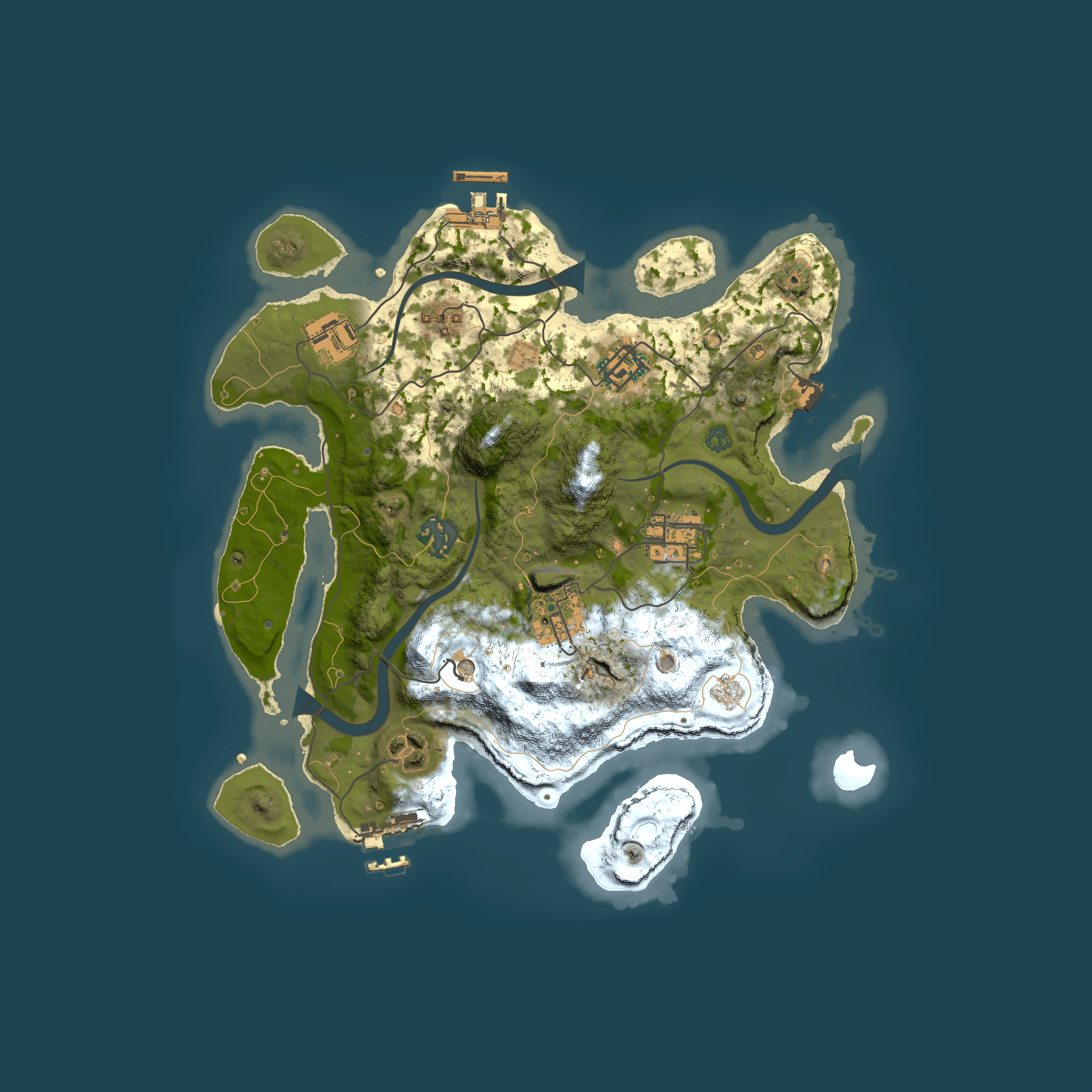 Full top-down render of Rust map seed 2088756721, 3000x3000m