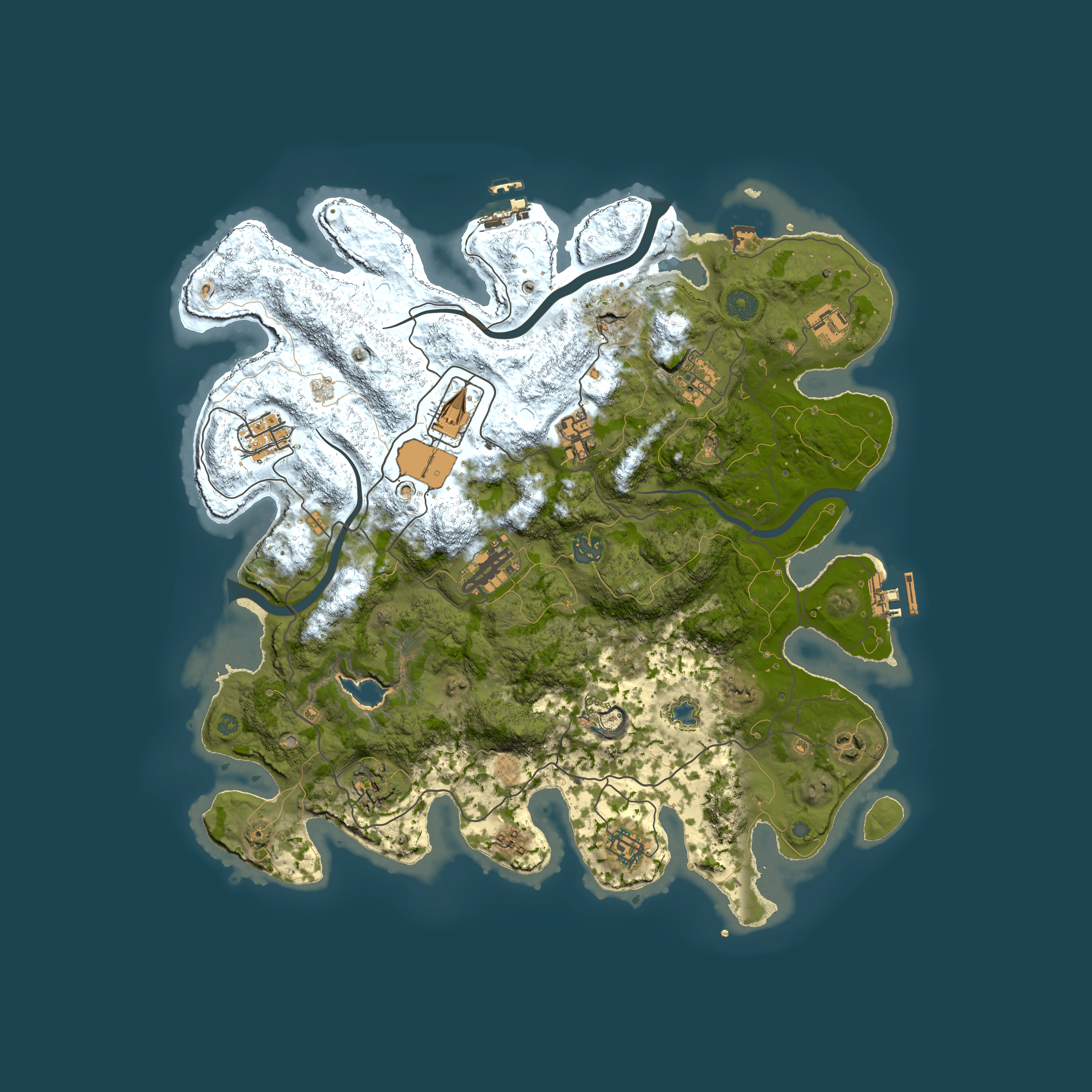 Full top-down render of Rust map seed 931641173, 4000x4000m