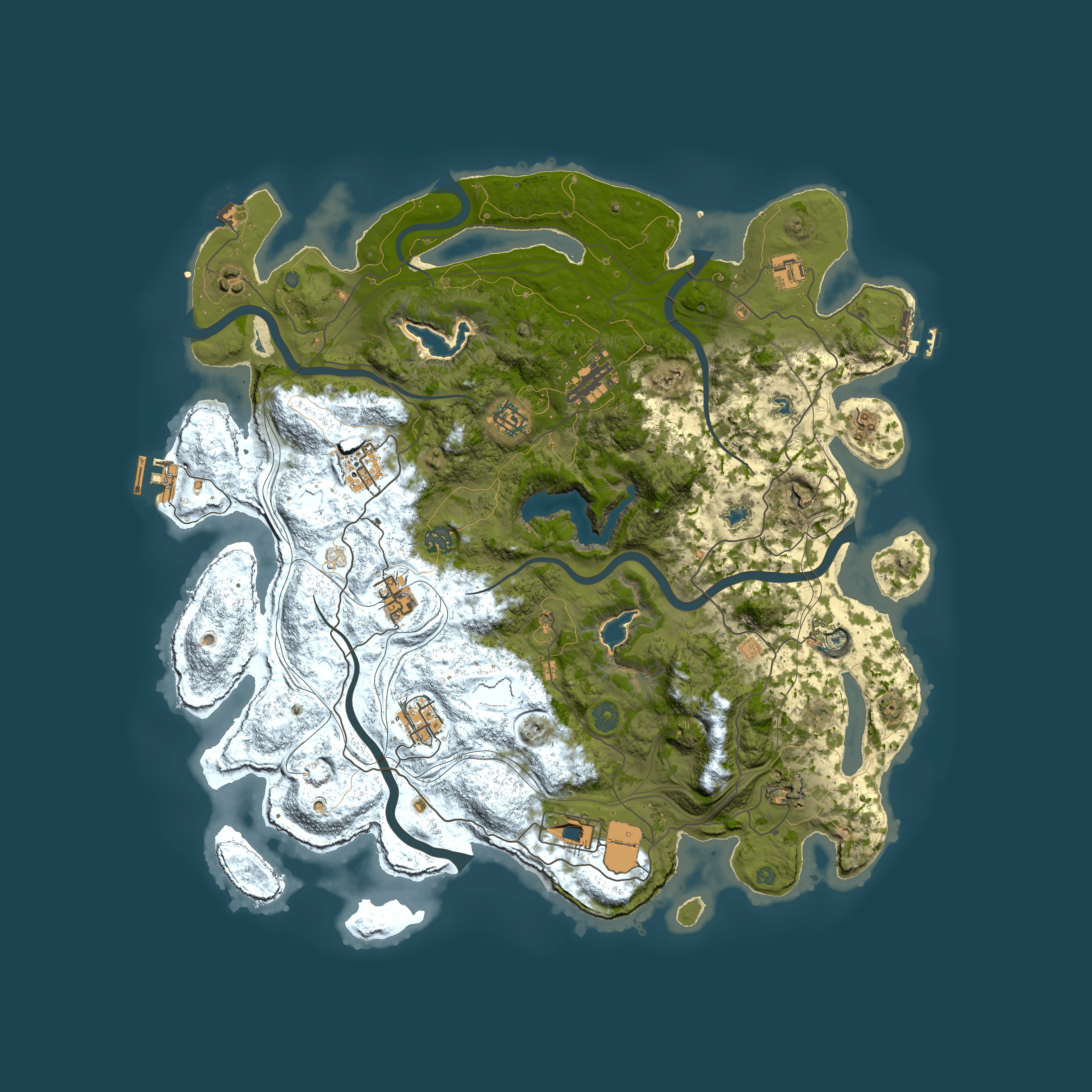 Full top-down render of Rust map seed 238029352, 4500x4500m