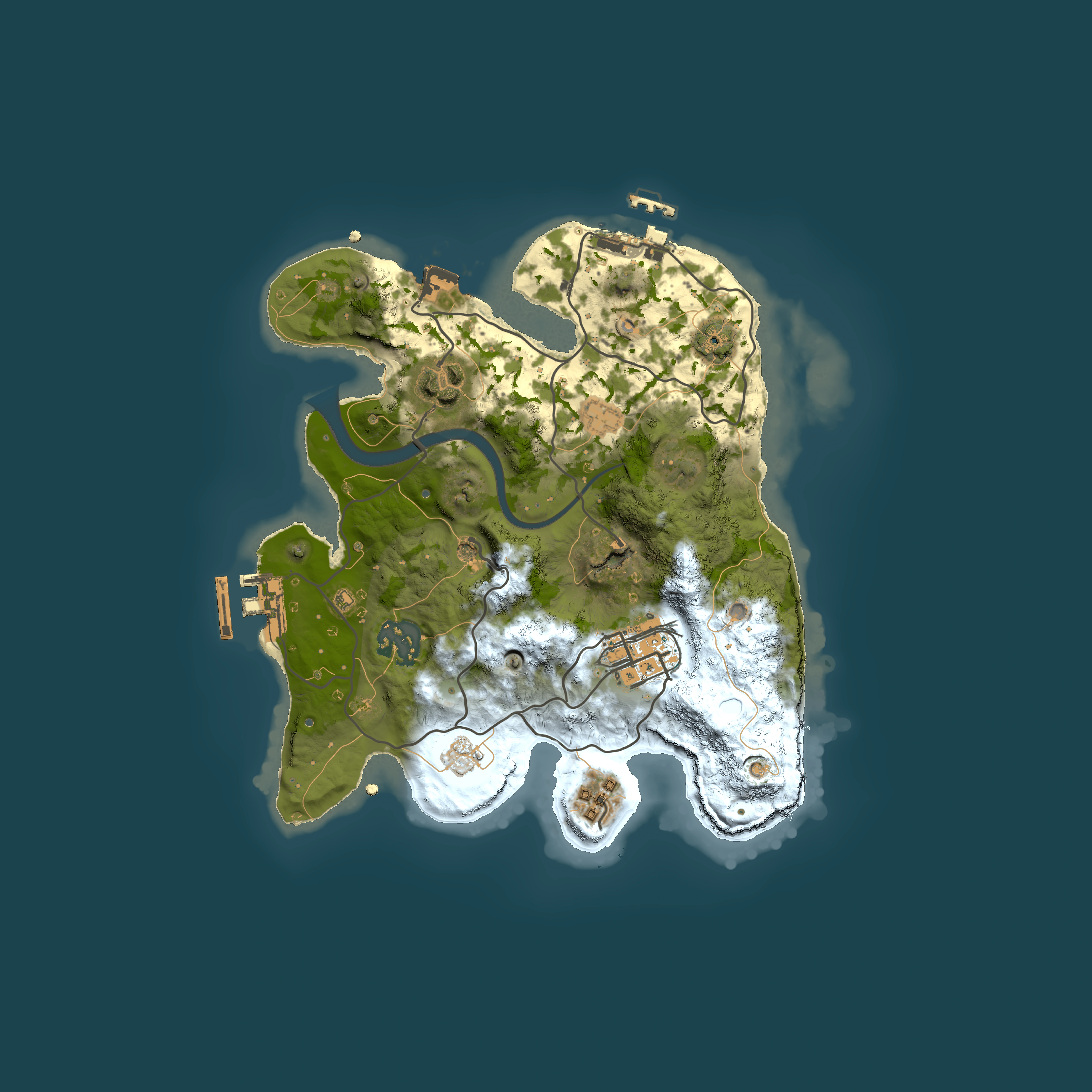 Full top-down render of Rust map seed 1422119803, 2500x2500m