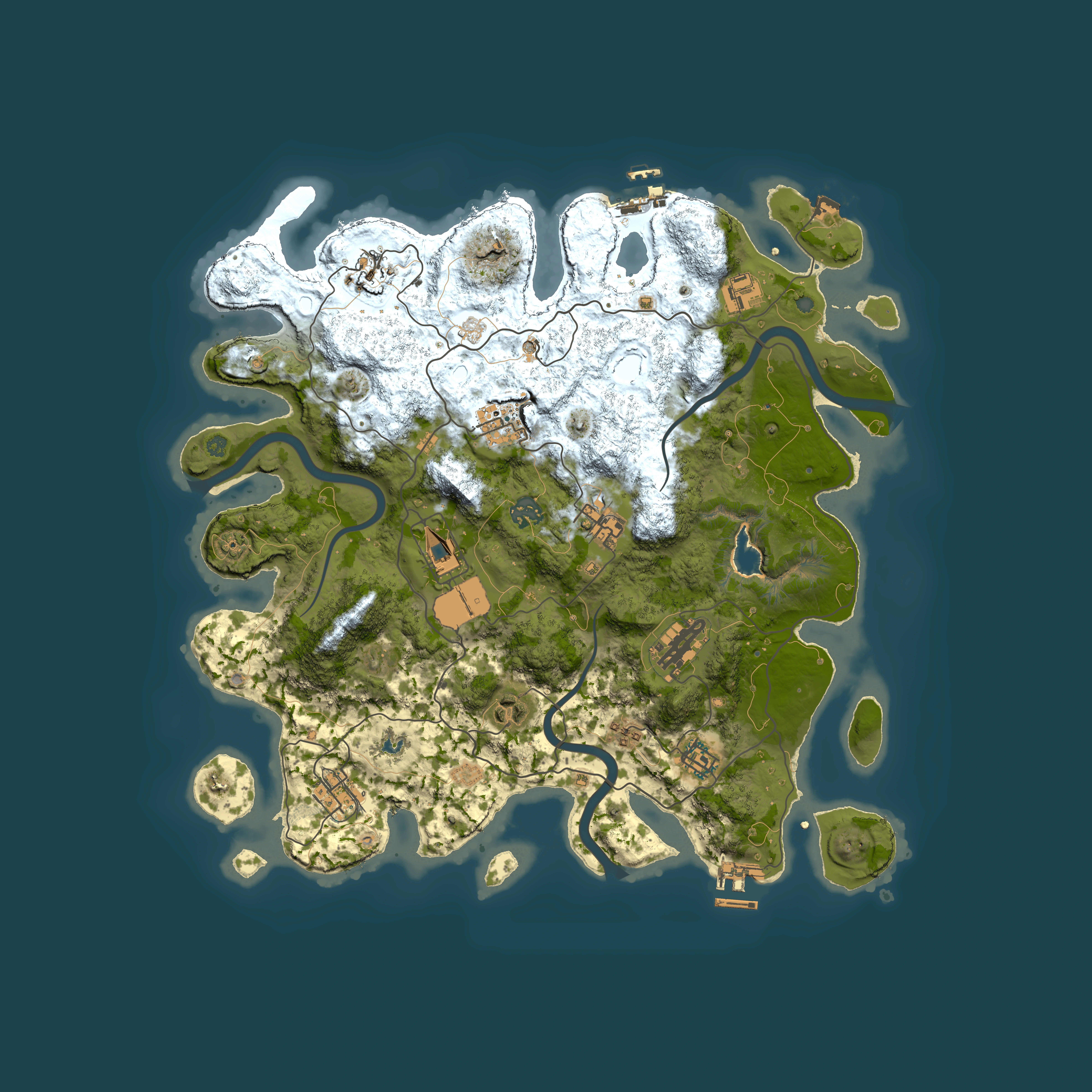 Full top-down render of Rust map seed 38049089, 4000x4000m