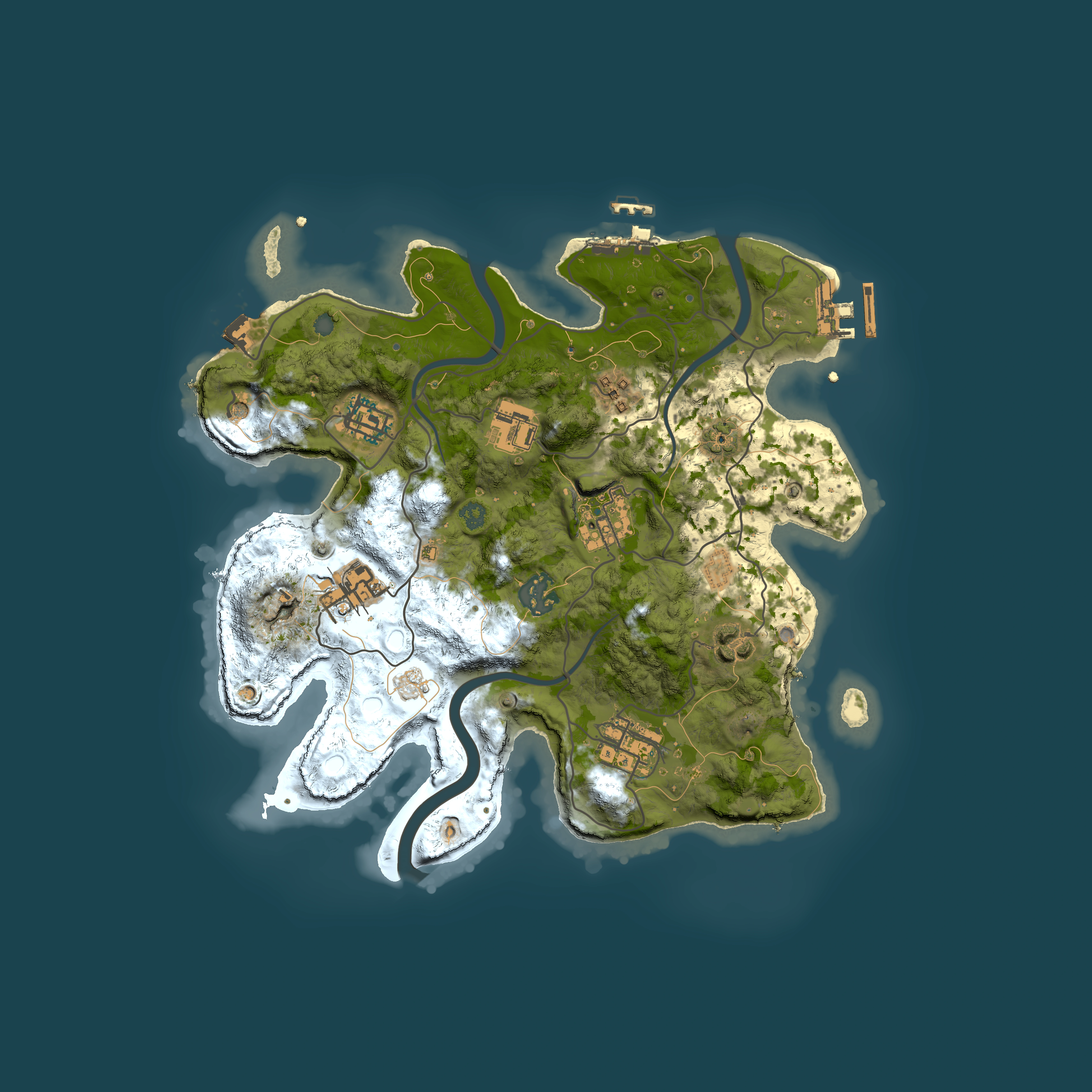 Full top-down render of Rust map seed 799611458, 3000x3000m