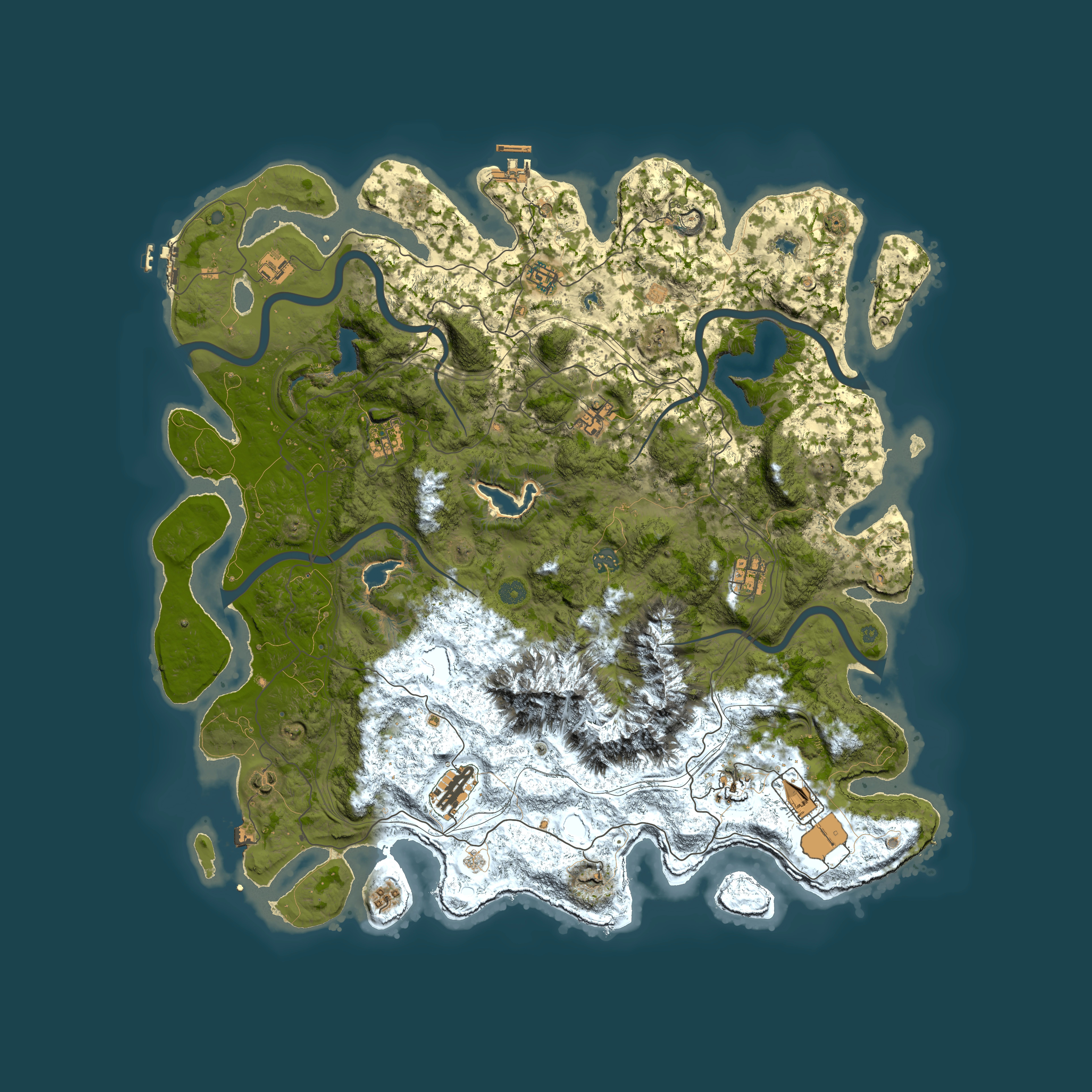 Full top-down render of Rust map seed 1119276657, 5000x5000m