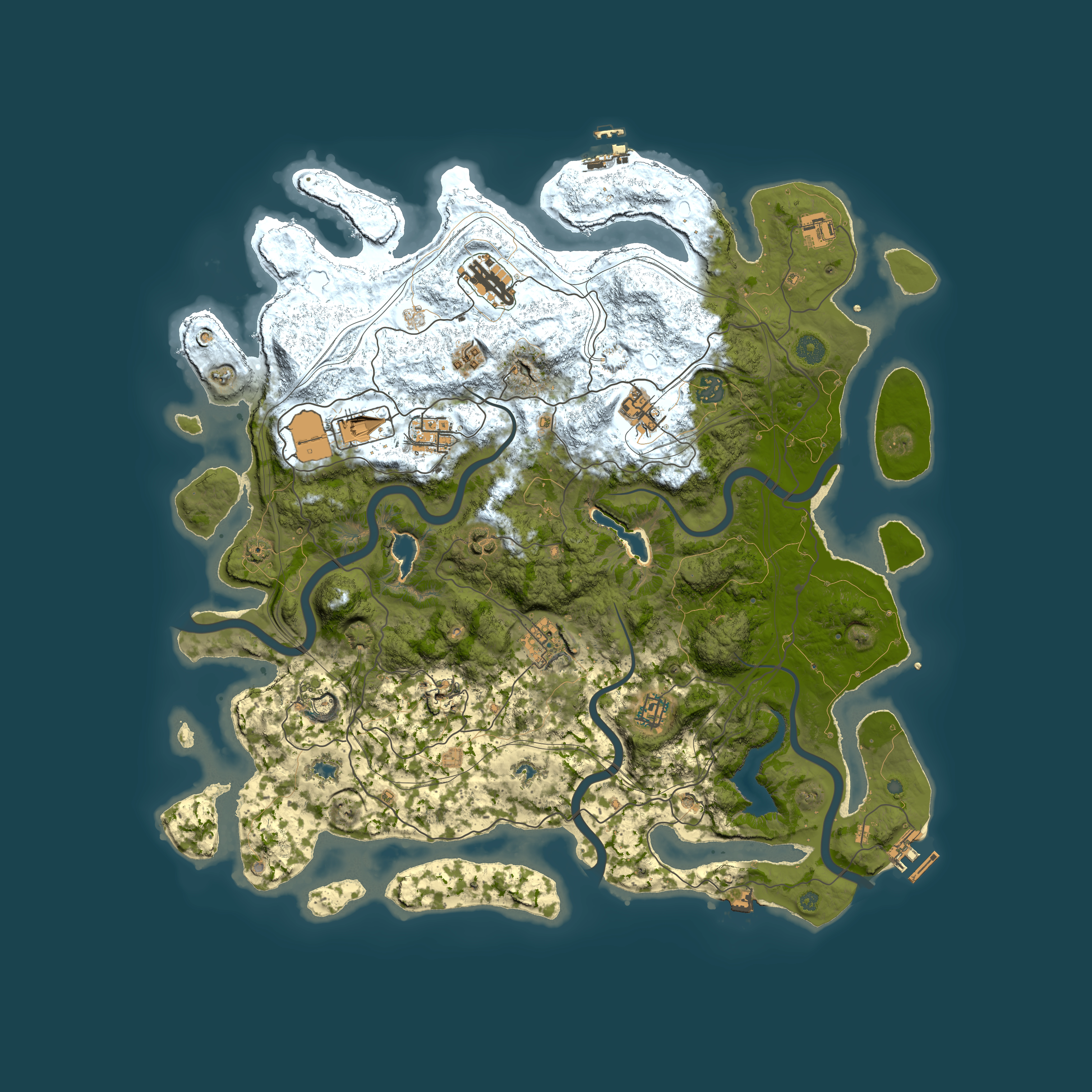 Full top-down render of Rust map seed 1660511009, 4500x4500m