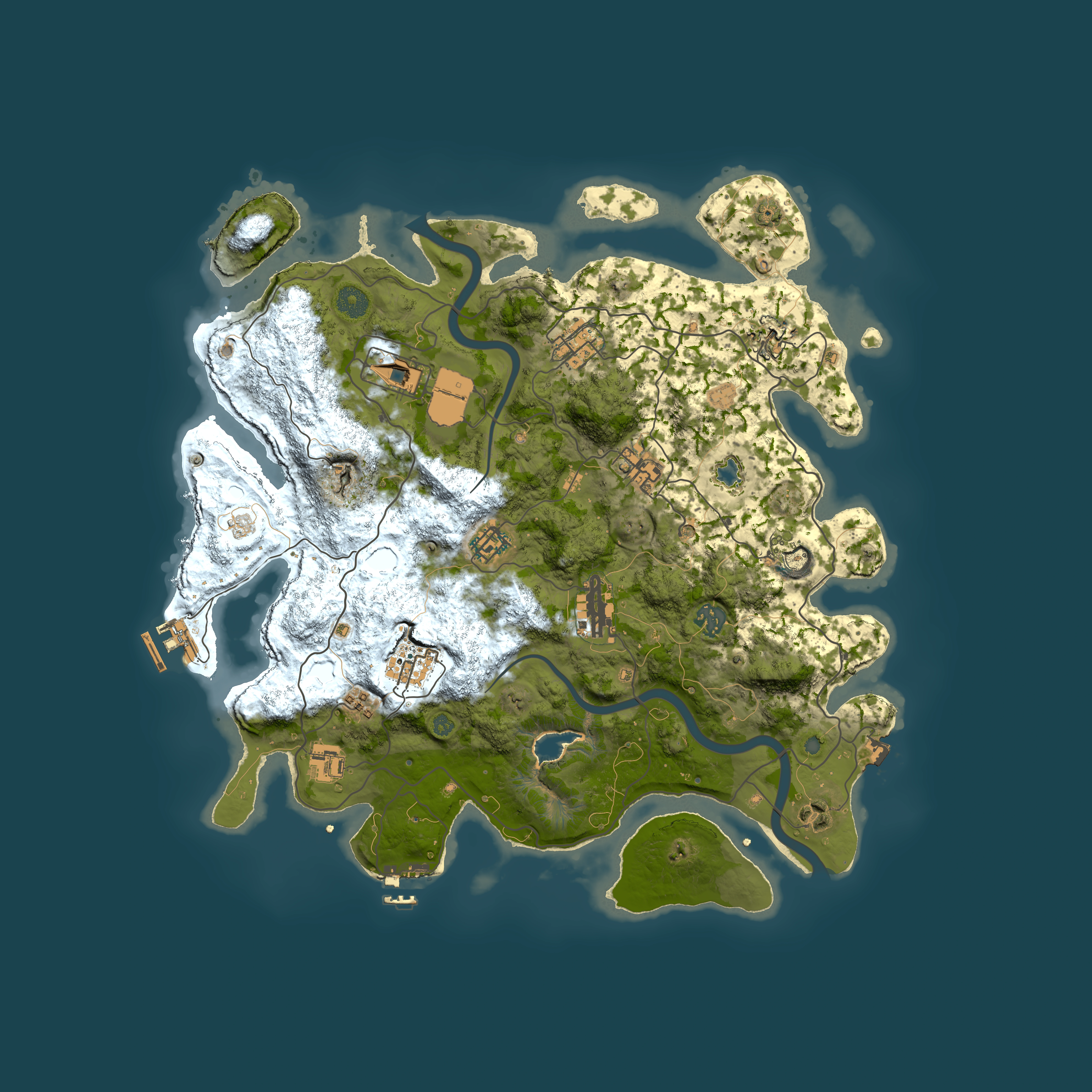 Full top-down render of Rust map seed 233616275, 4000x4000m