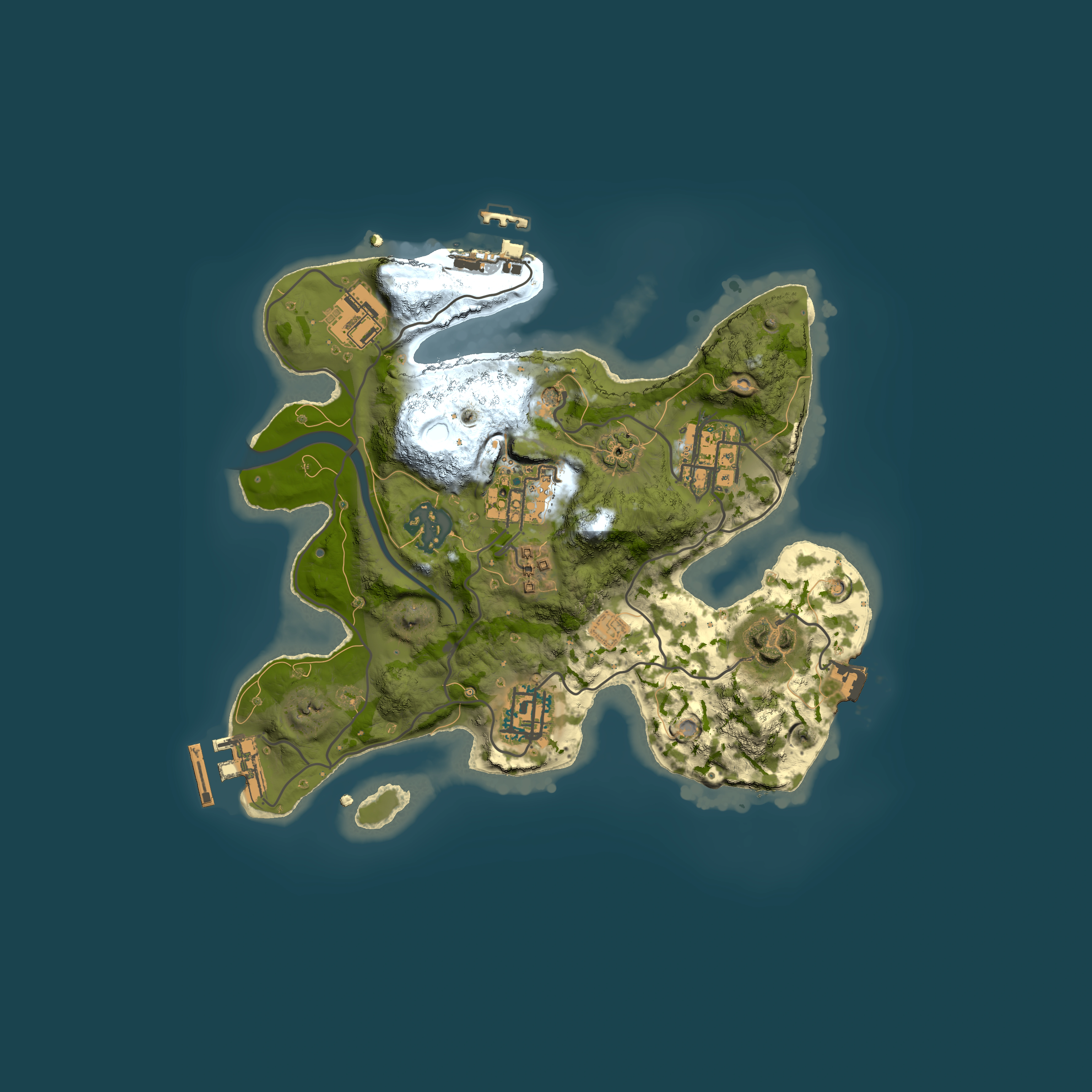 Full top-down render of Rust map seed 2054235280, 2500x2500m