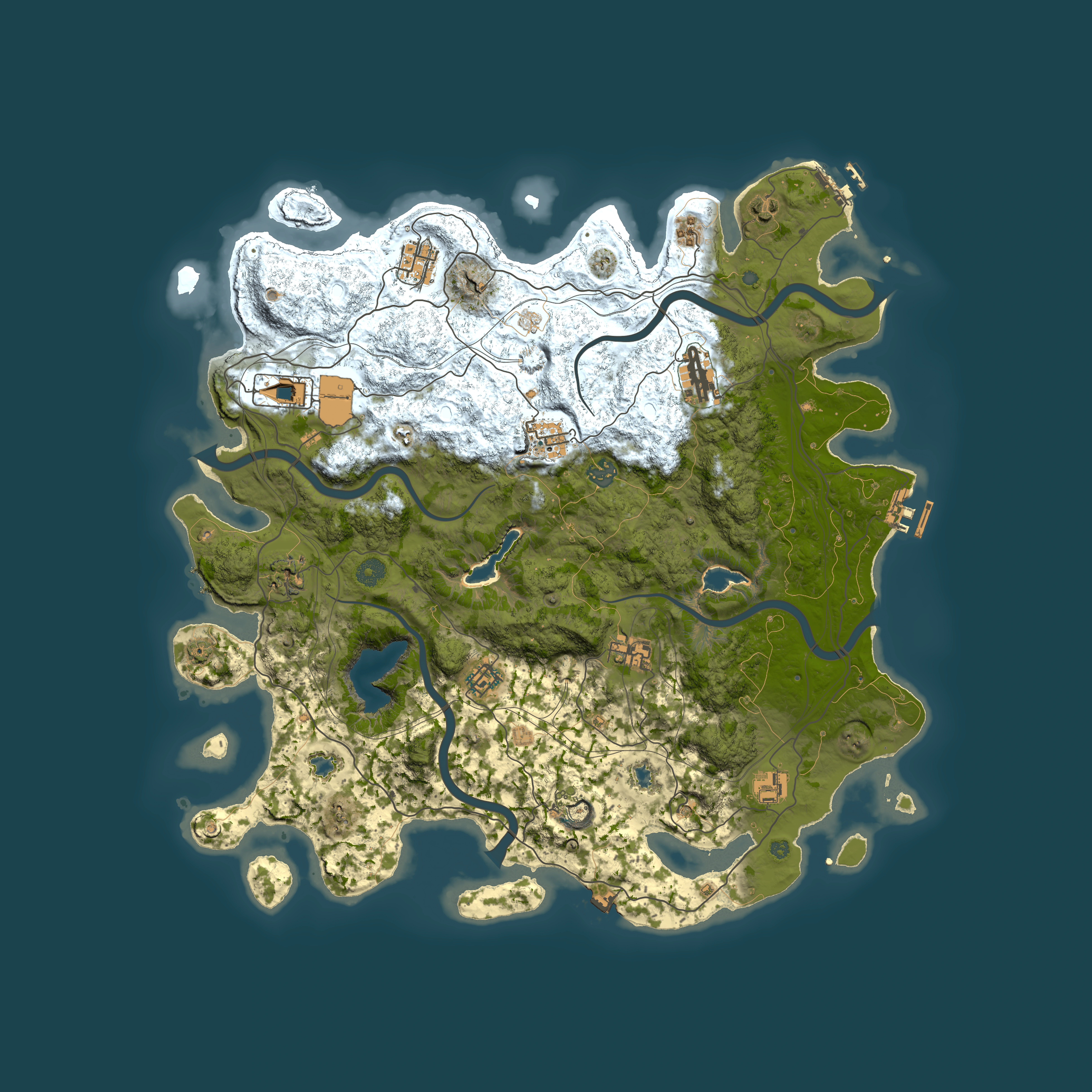 Full top-down render of Rust map seed 143527854, 4500x4500m